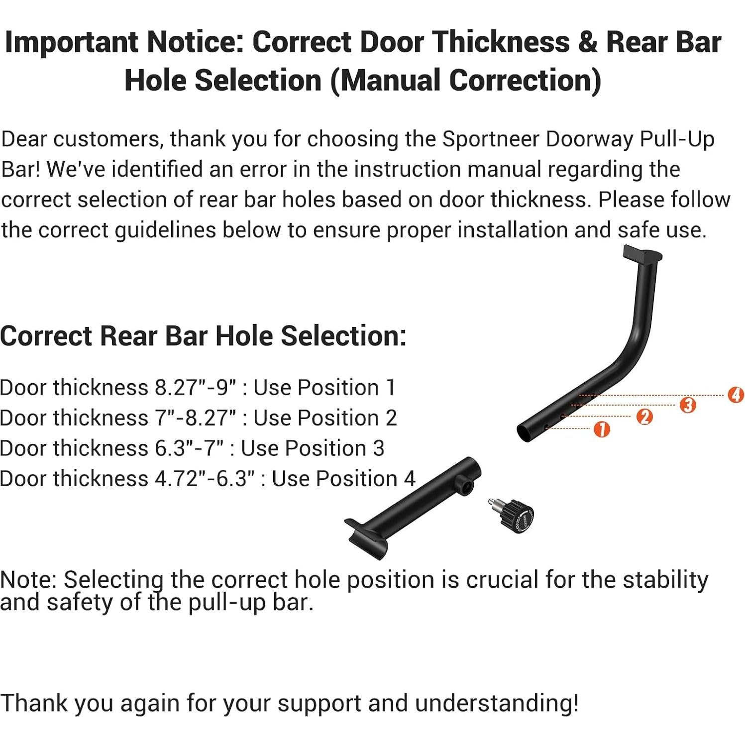 Barra de Dominadas Sportneer Plegable para Puerta 440lb