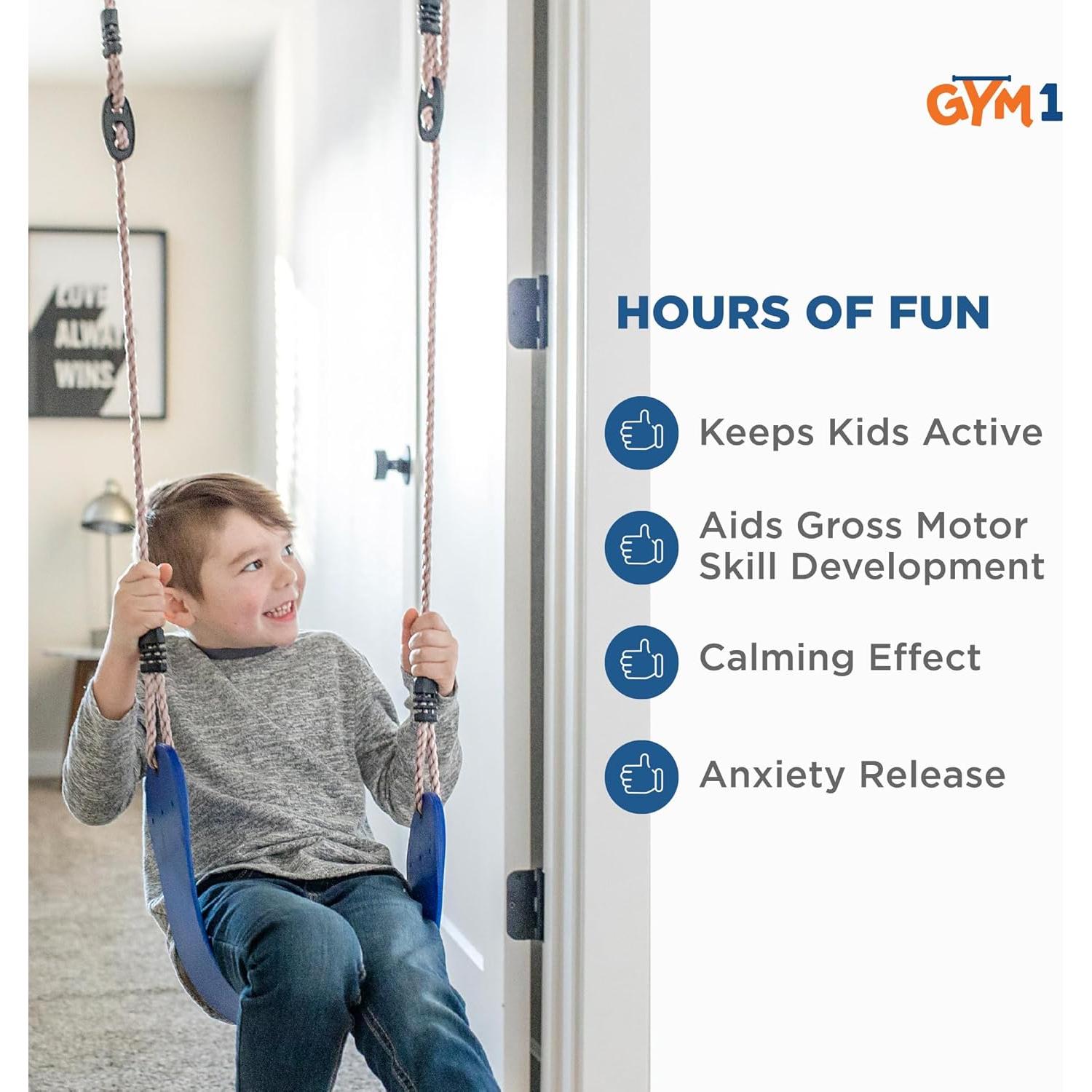 Parque Infantil Interior Gym1 - 6 Piezas Azul, Columpio y Dominadas