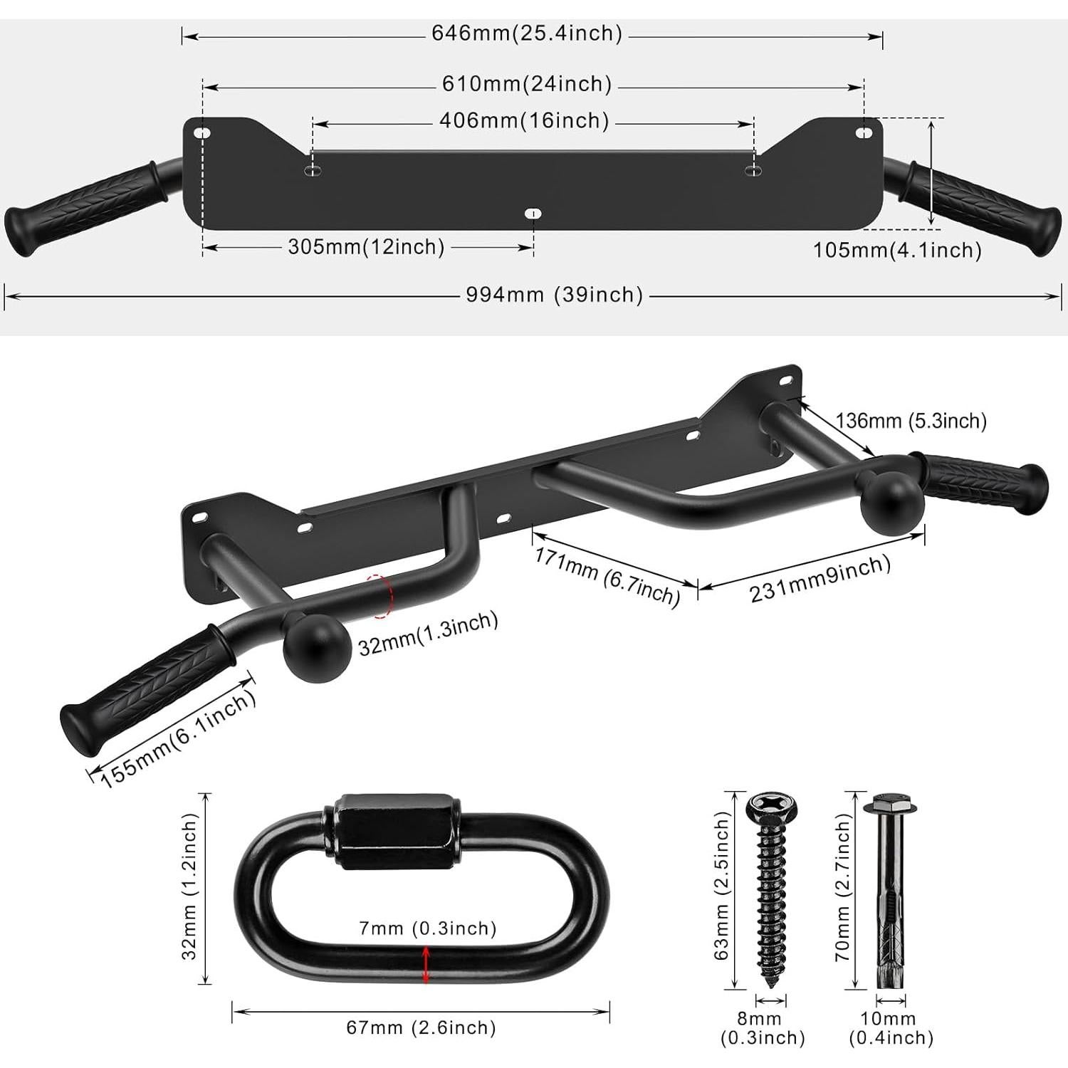 Barra de Dominadas SELEWARE Montaje en Pared 272 kg