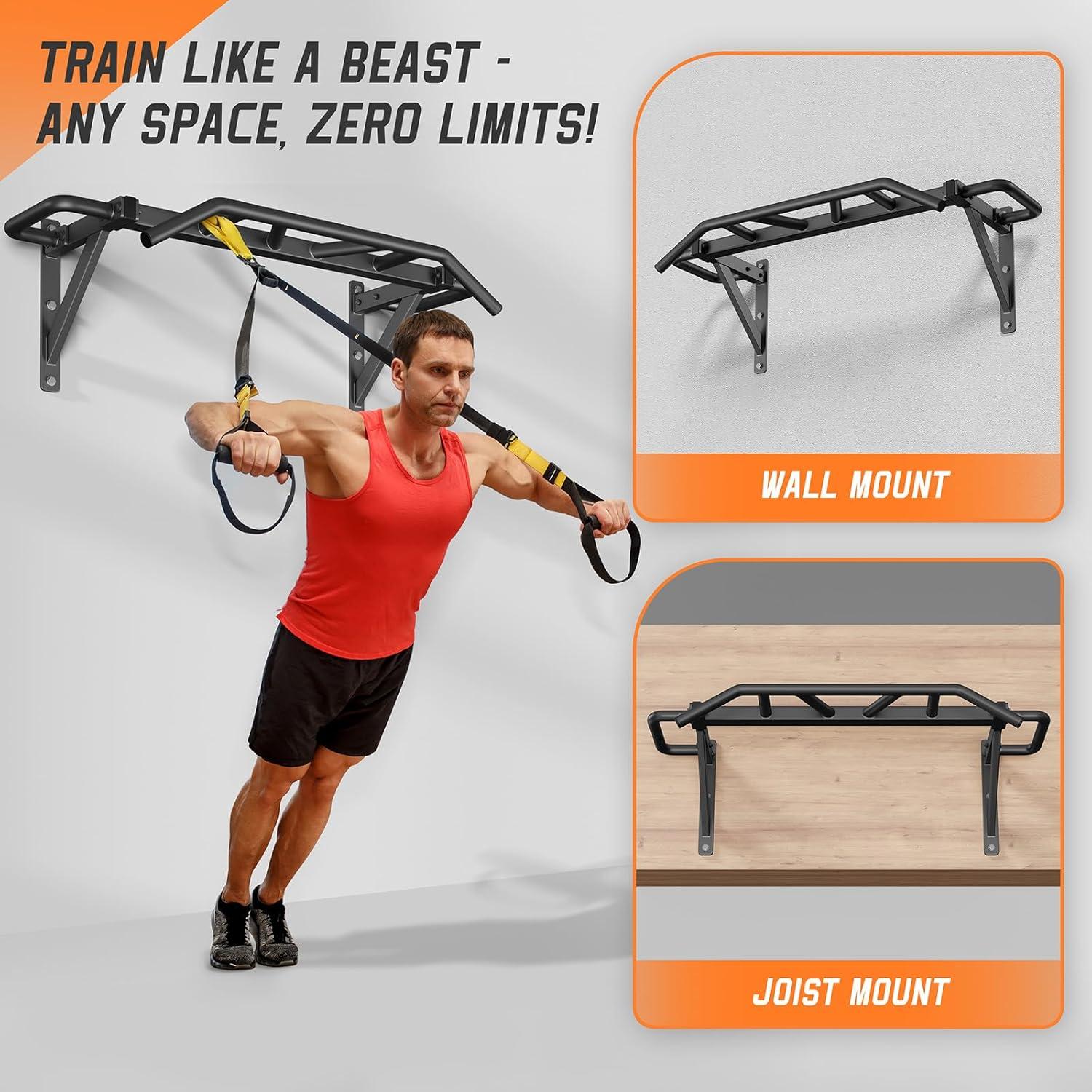 Barra de Dominadas Jusgym Montada en Pared 272 kg 14 Posiciones