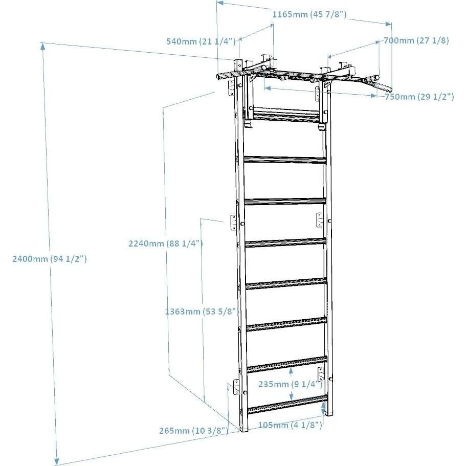Escalera Sueca de Madera BenchK Serie 7 - Barra de Dominadas