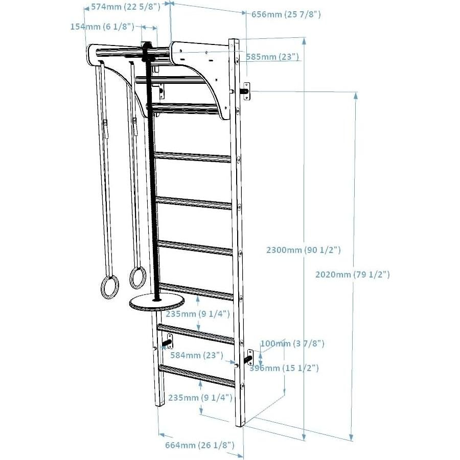 Barras de Pared BenchK 211W+A204 con 8 Peldaños de Haya