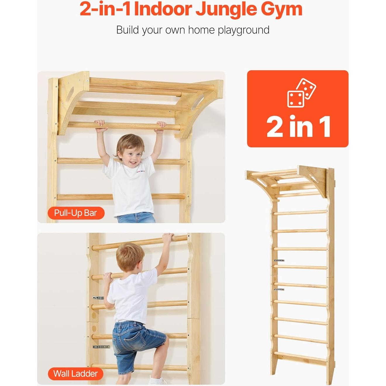 Gimnasio de Pared VEVOR 2-en-1 10 Niveles Madera 99.79 kg