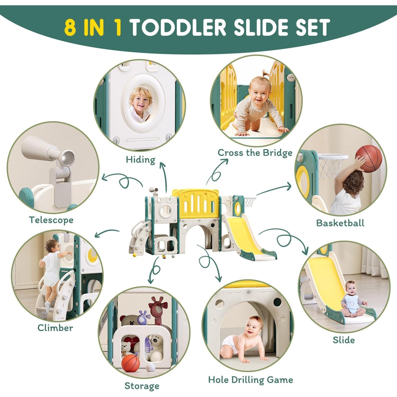 Tobogán para Niños Pequeños MOCUTEEN 8 en 1 Verde