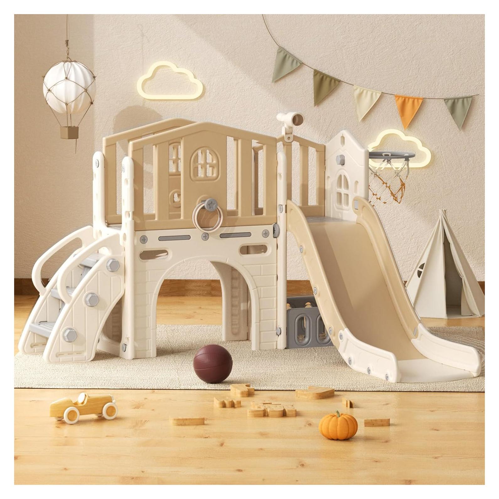 Parque Infantil 8 en 1 YUFU para Niños 1-3 Años Beige/Café