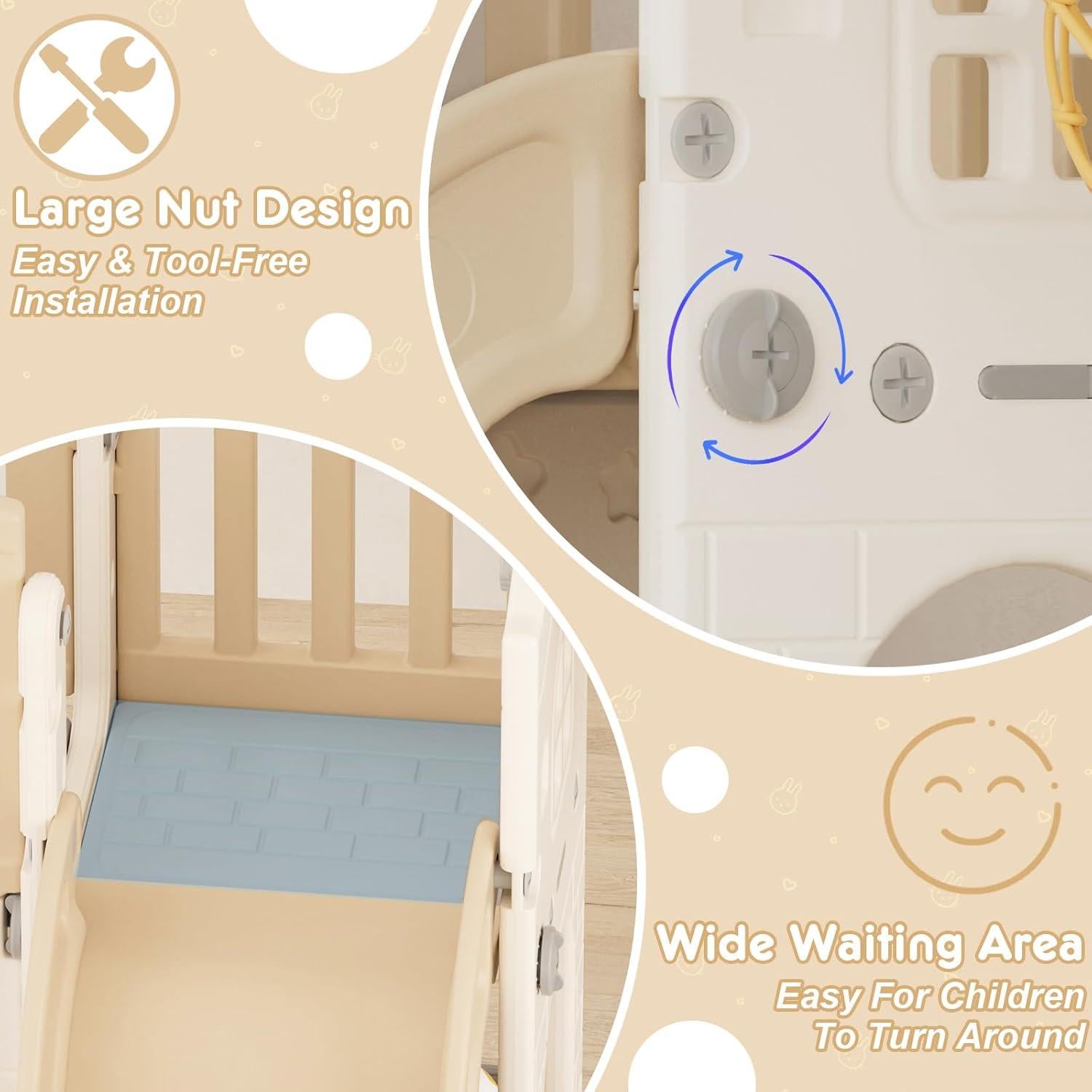 Parque Infantil 8 en 1 YUFU para Niños 1-3 Años Beige/Café