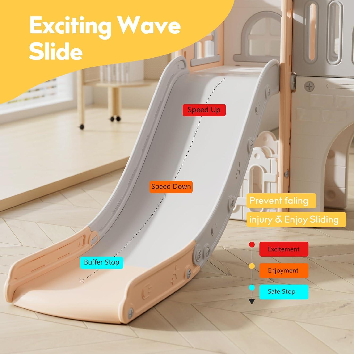 Tobogán 9 en 1 Baotree para Niños 1-3 Años Rosa Gris