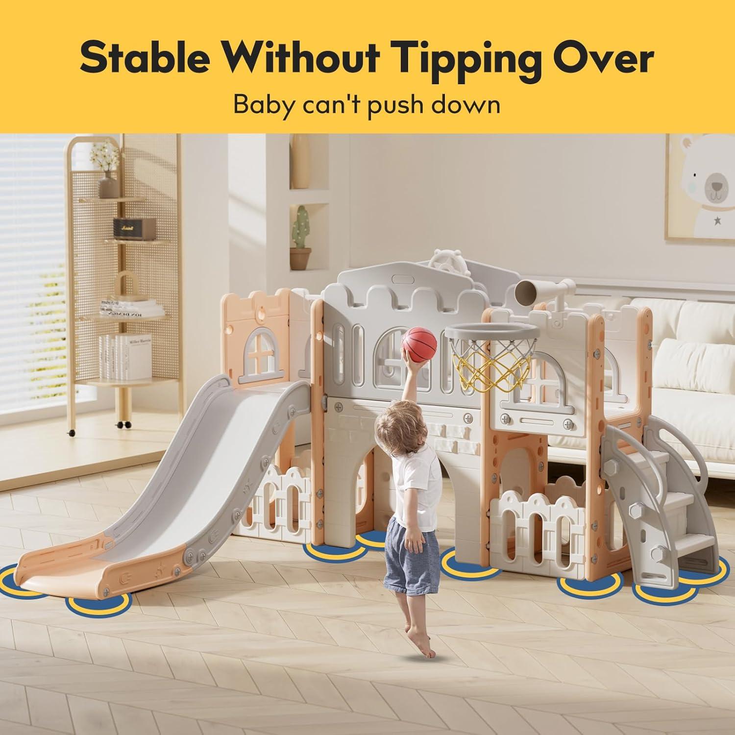 Tobogán 9 en 1 Baotree para Niños 1-3 Años Rosa Gris