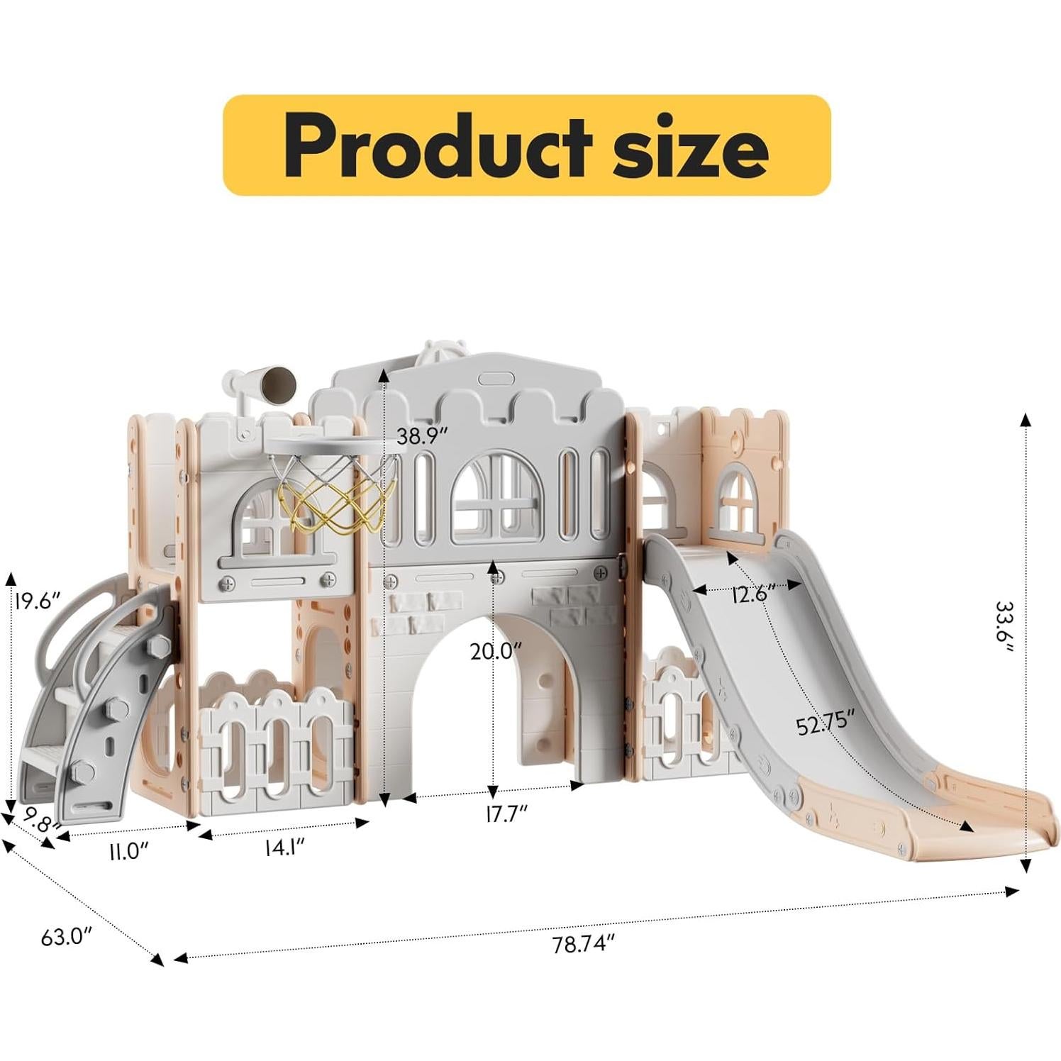 Tobogán 9 en 1 Baotree para Niños 1-3 Años Rosa Gris