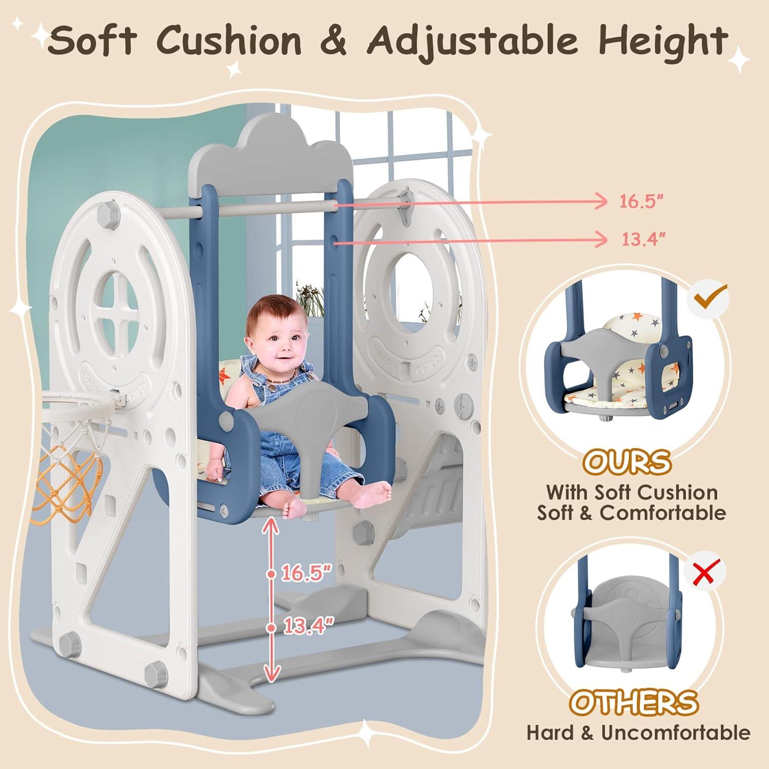 Tobogán para Niños BIERUM 10 en 1 con Columpio y Aro