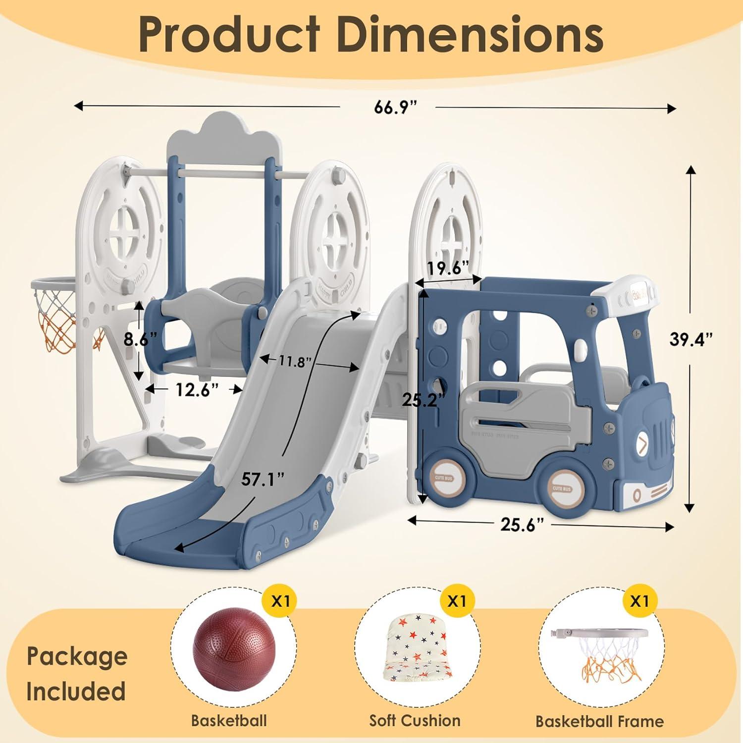 Tobogán para Niños BIERUM 10 en 1 con Columpio y Aro