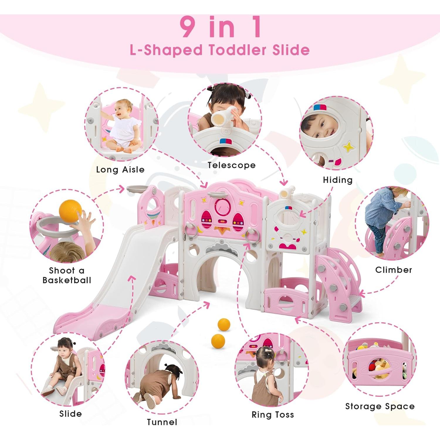 Juego de Escalera y Tobogán 9 en 1 Nyeekoy para Niños