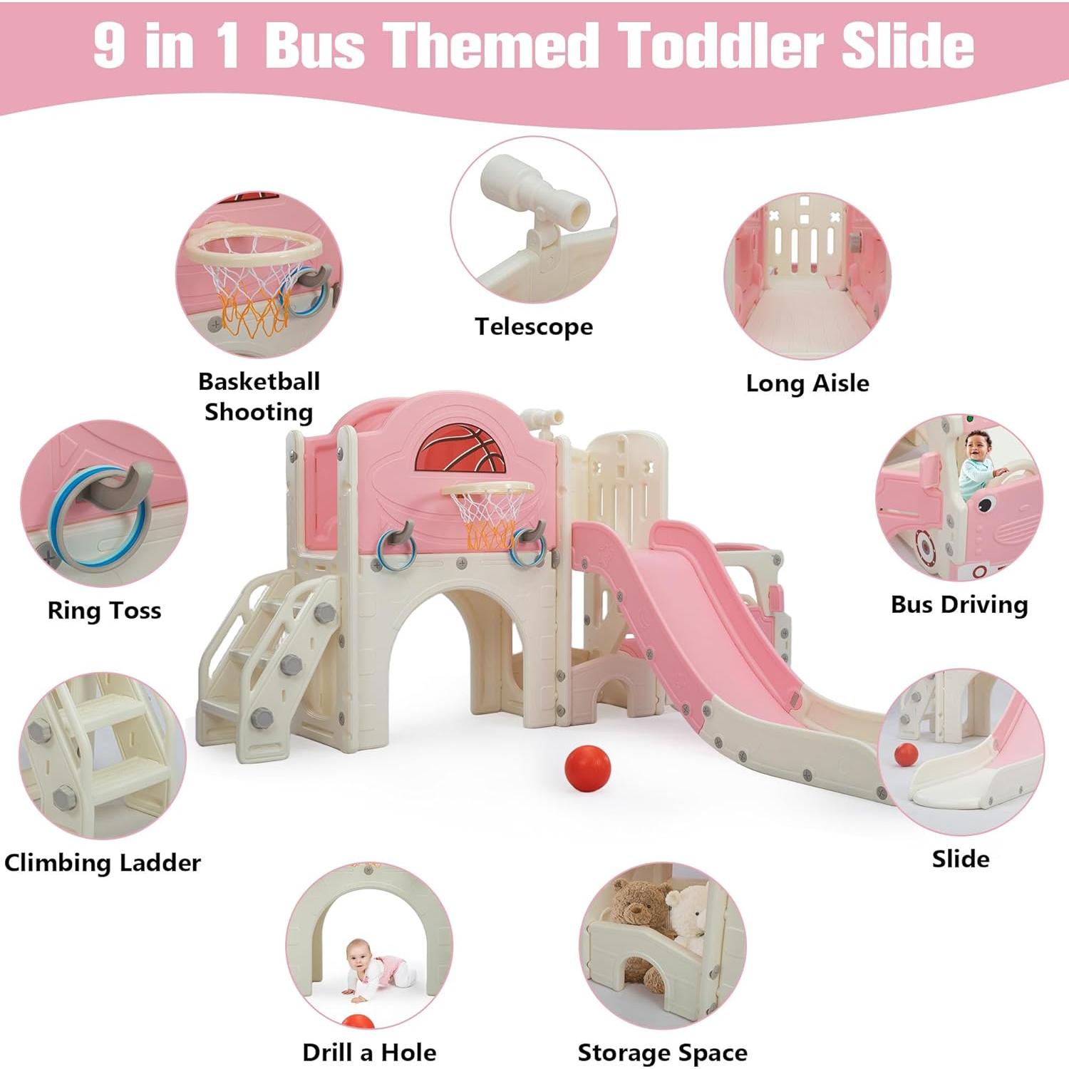 Tobogán Temático de Autobús Nyeekoy 9 en 1 para Niños
