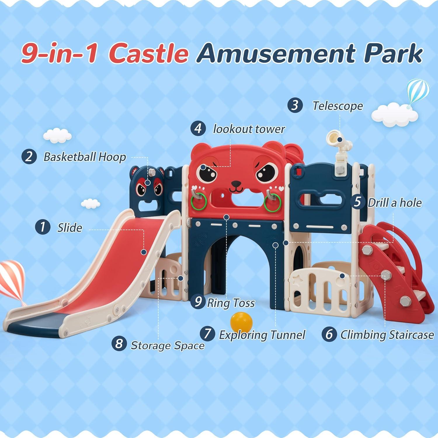 Juego de Esc slides y Escalera 9-en-1 Nyeekoy para Niños