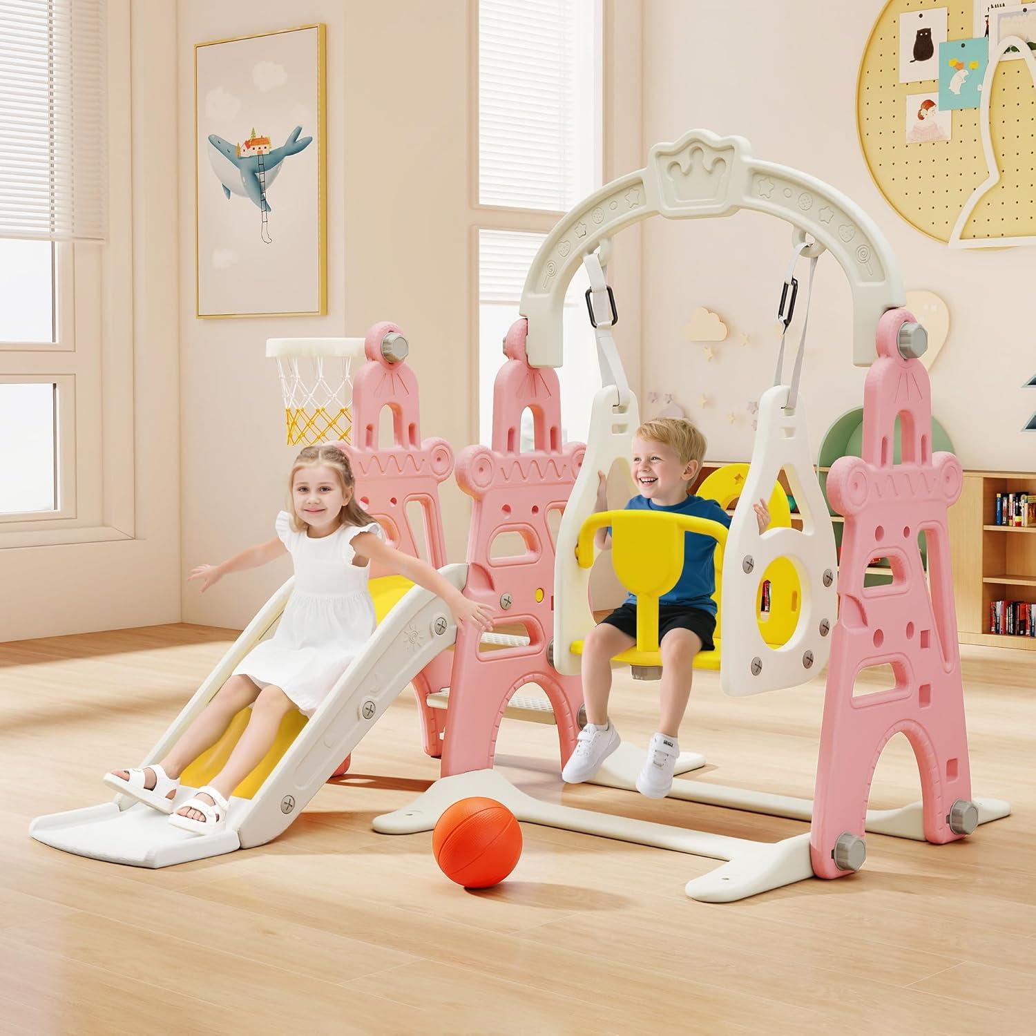 Parque Infantil 3 en 1 Nyeekoy - Tobogán, Columpio y Aro