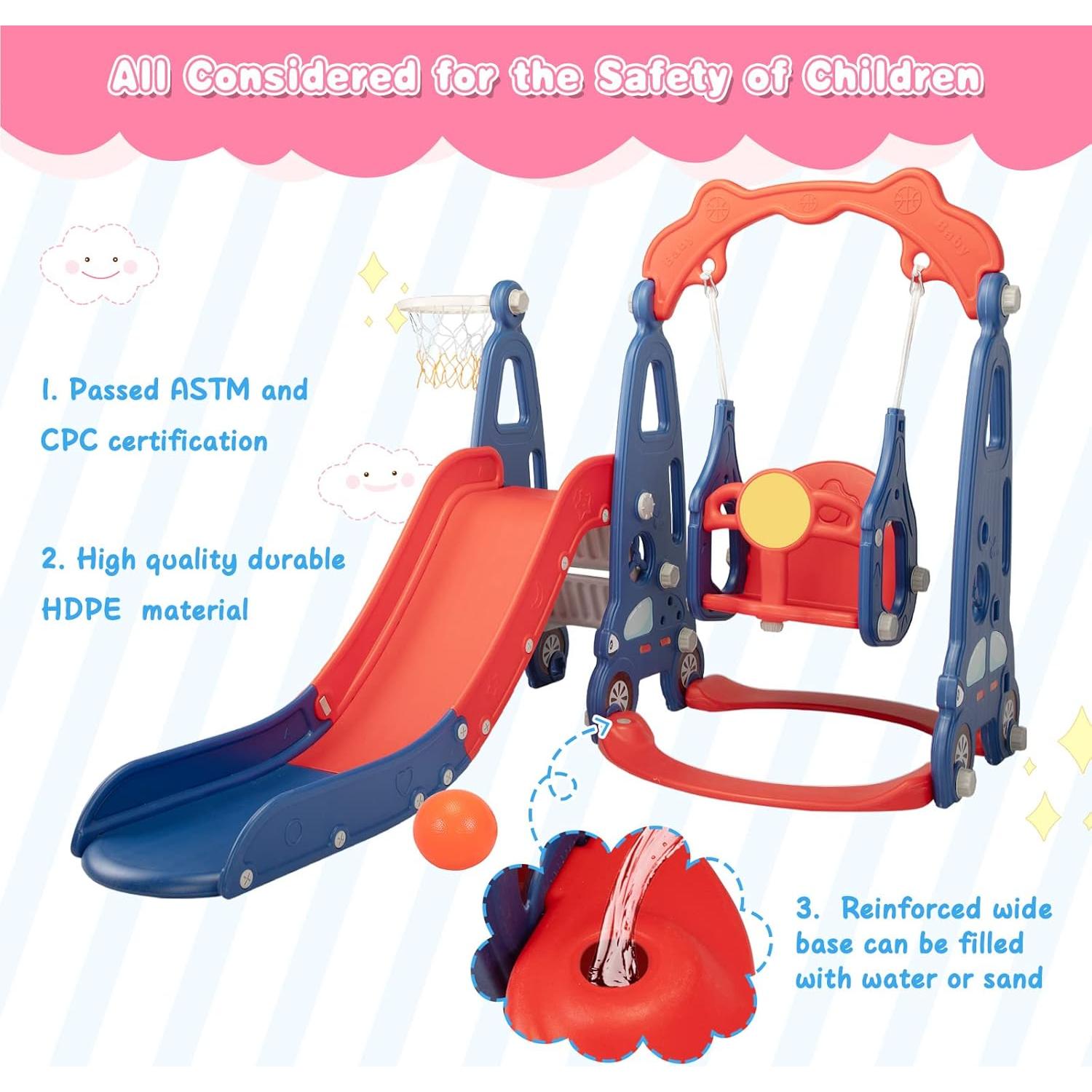 Juego de Escalera y Tobogán 3 en 1 Nyeekoy Rojo