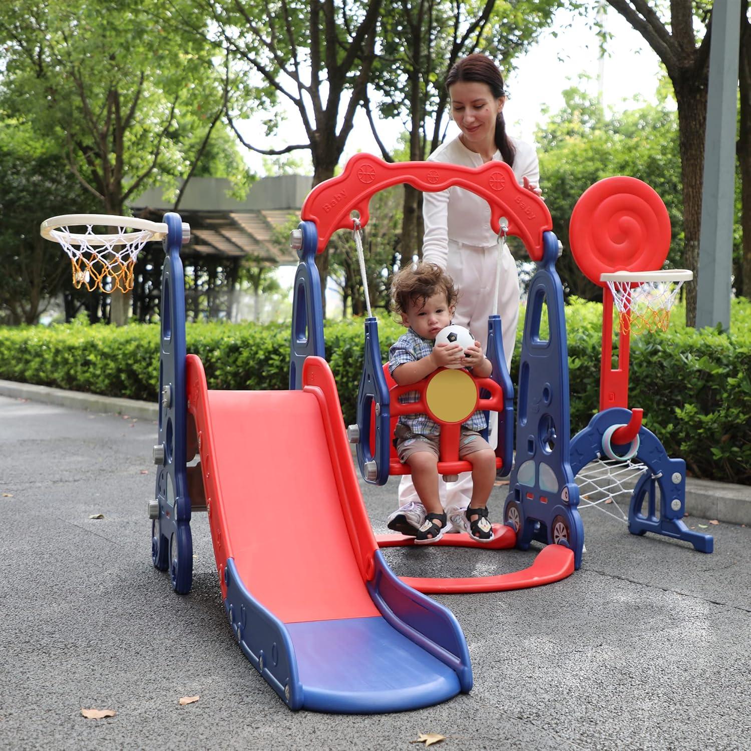 Juego de Escalera y Tobogán 3 en 1 Nyeekoy Rojo