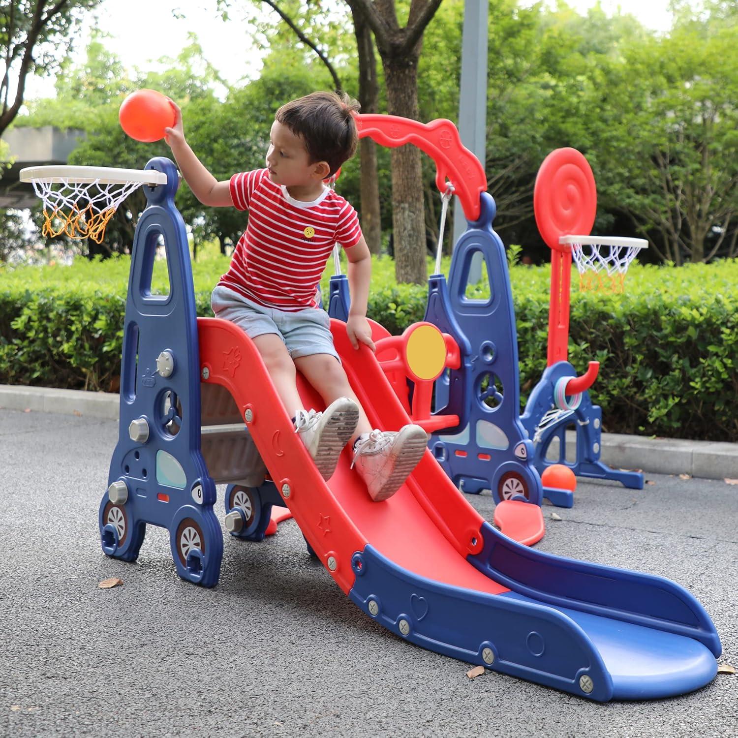 Juego de Escalera y Tobogán 3 en 1 Nyeekoy Rojo