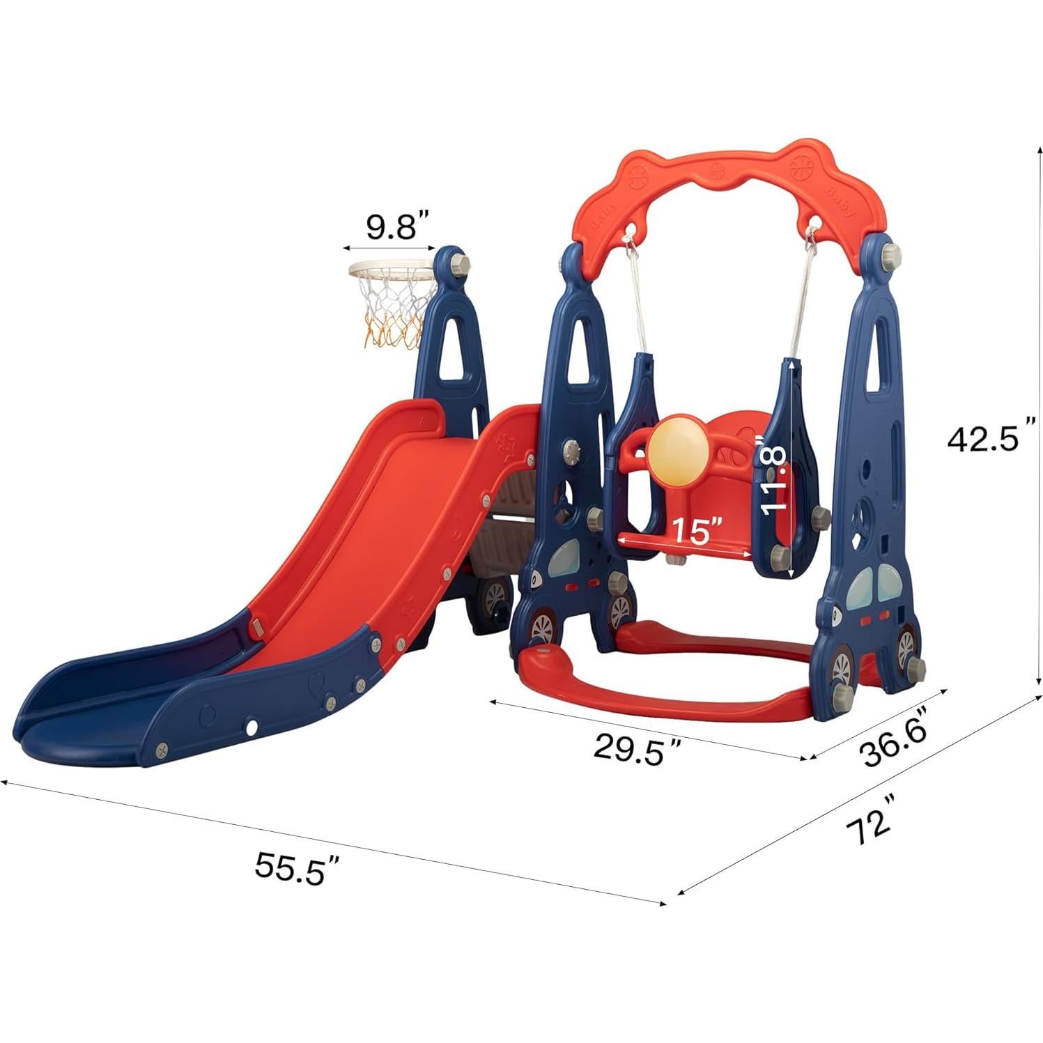 Juego de Escalera y Tobogán 3 en 1 Nyeekoy Rojo