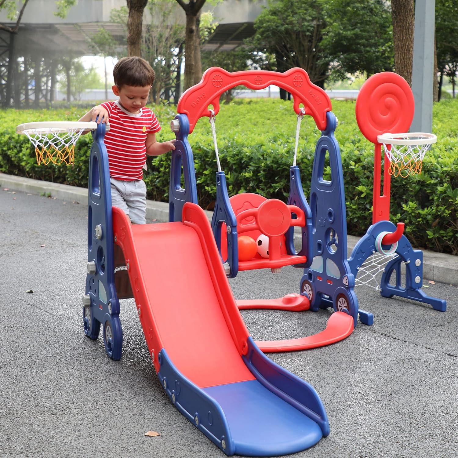 Juego de Escalera y Tobogán 3 en 1 Nyeekoy Rojo