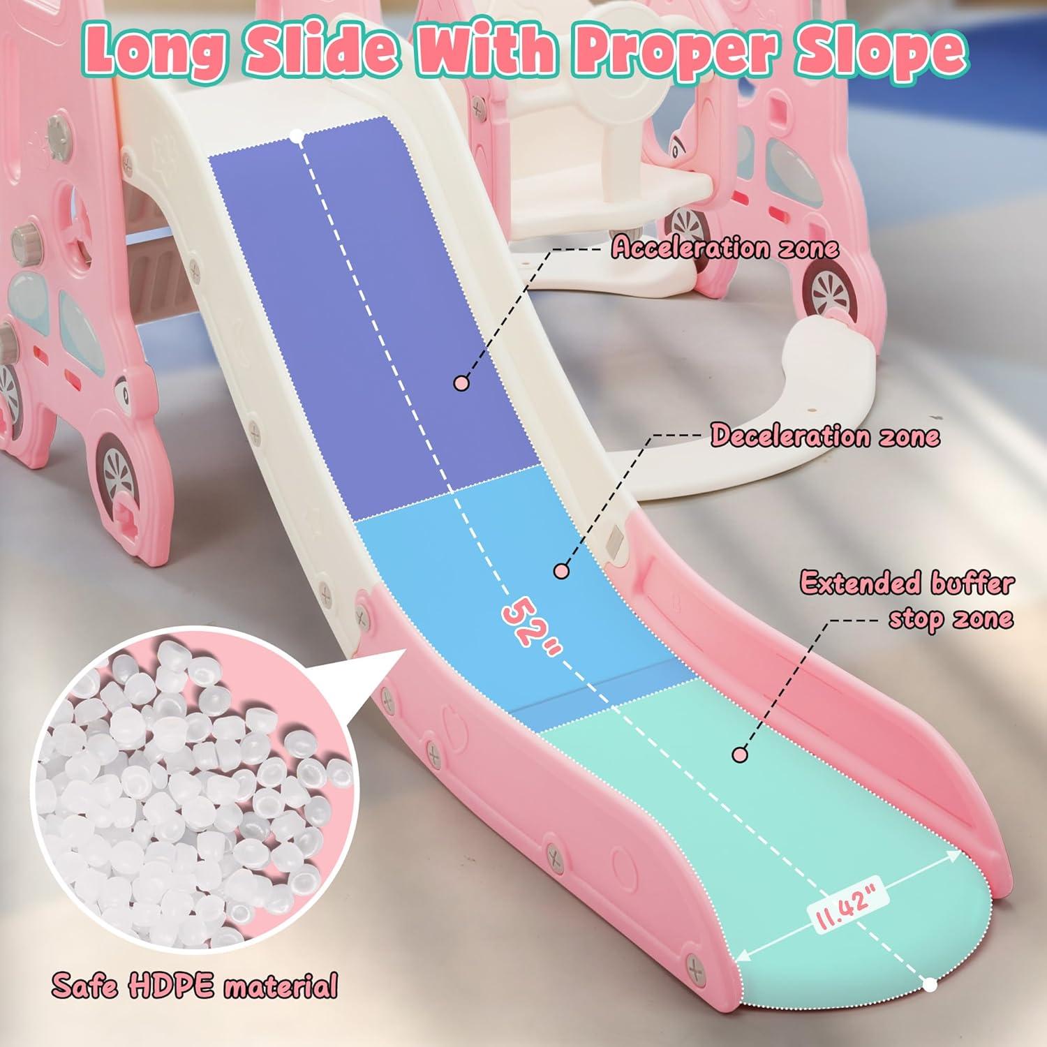 Parque Infantil 6 en 1 Nyeekoy Tobogán y Columpio Rosa