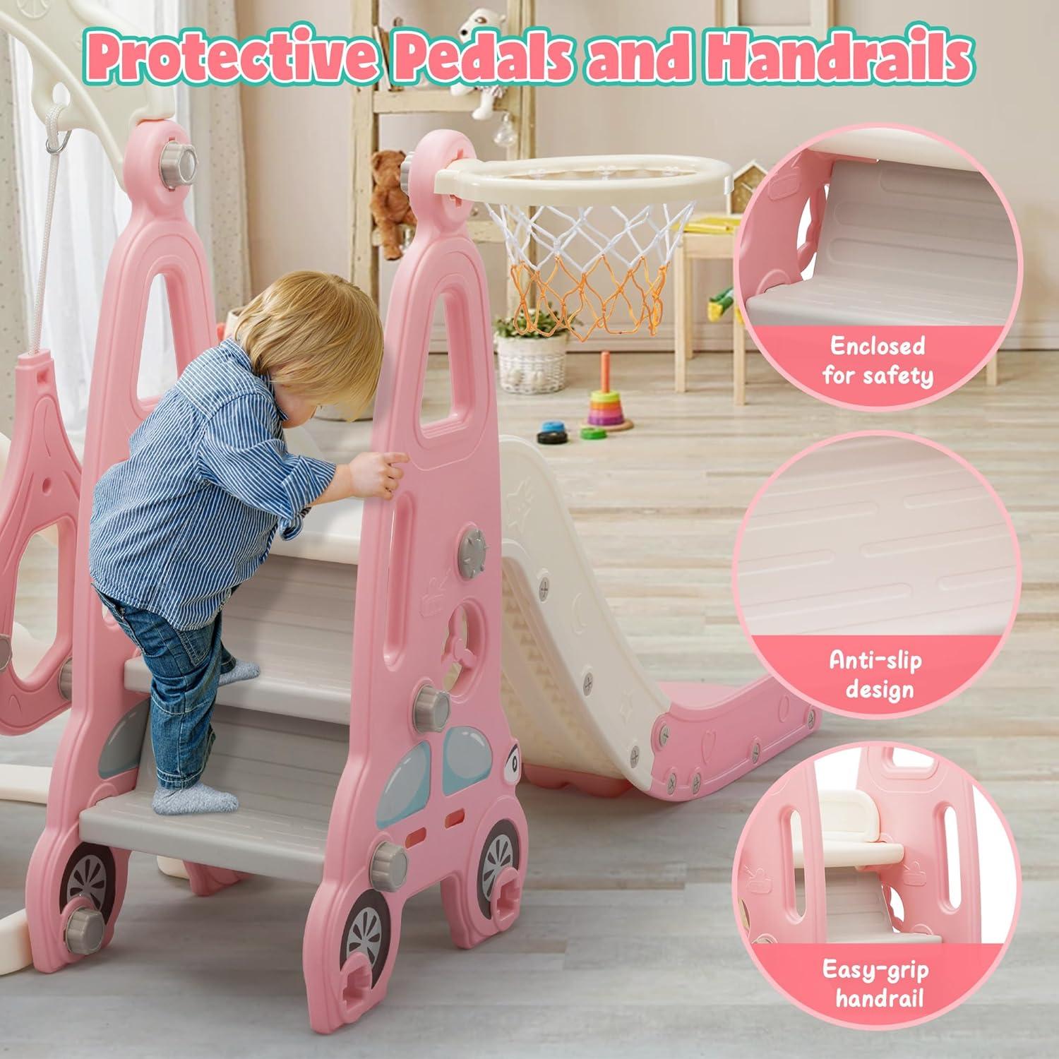 Parque Infantil 6 en 1 Nyeekoy Tobogán y Columpio Rosa