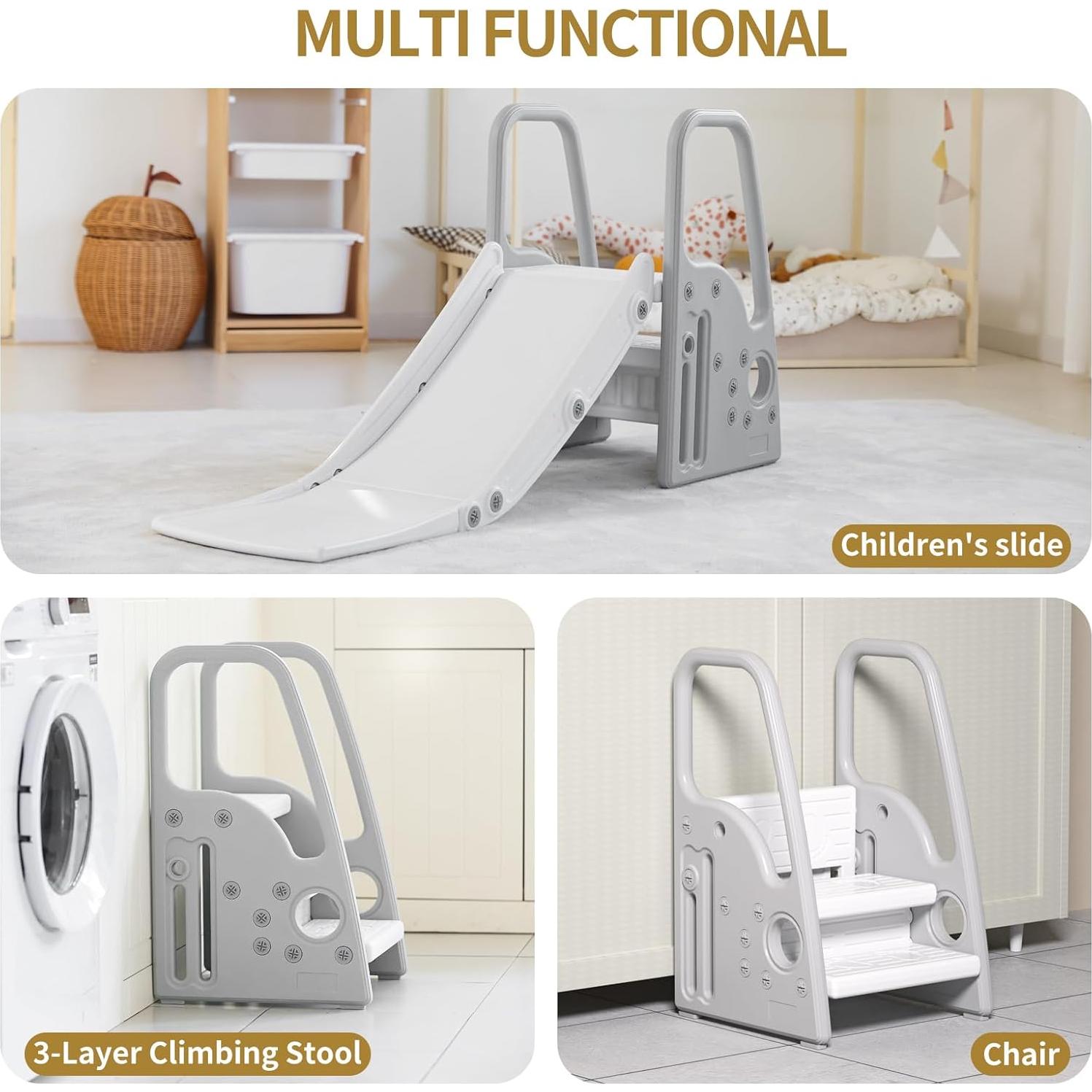 Escalera de Juego 3 en 1 Gumiseao con Tobogán Gris