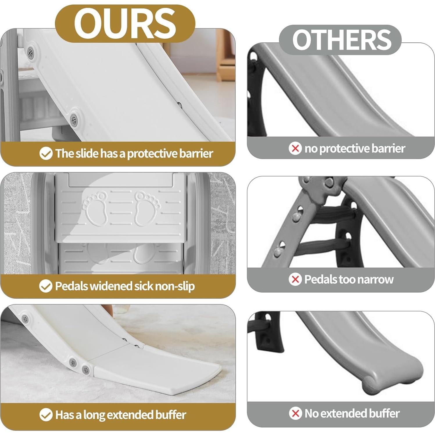 Escalera de Juego 3 en 1 Gumiseao con Tobogán Gris