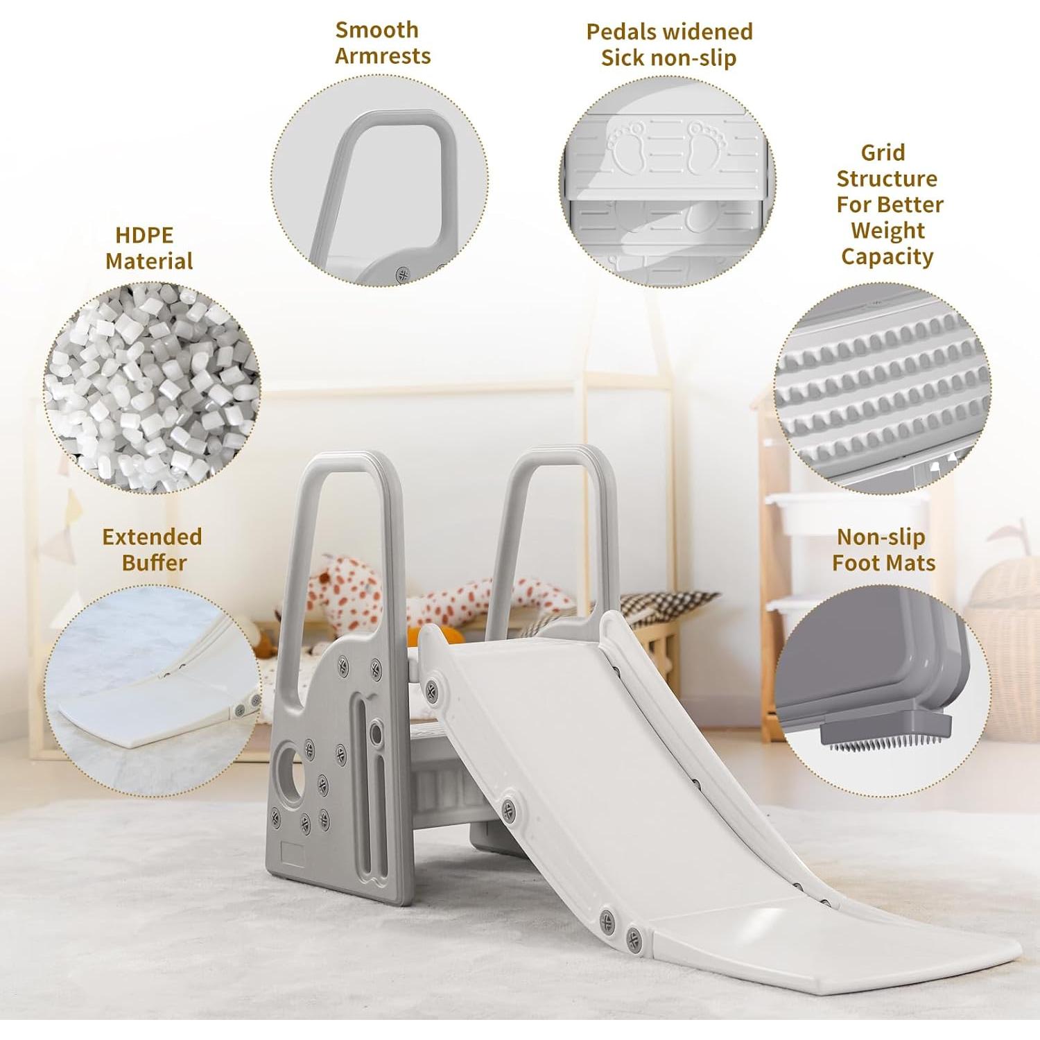 Escalera de Juego 3 en 1 Gumiseao con Tobogán Gris