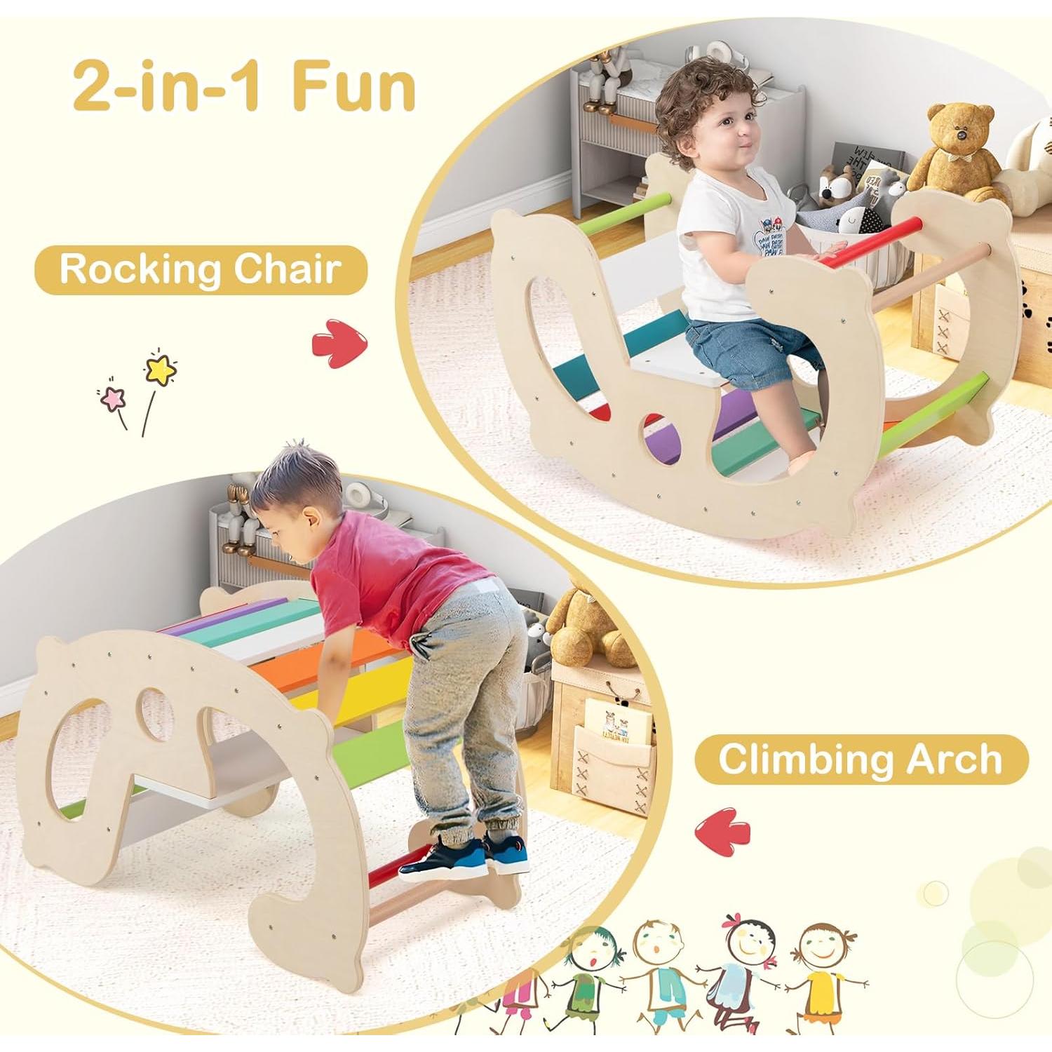 Costzon Arco de Madera 2-en-1 para Niños 1-8 Años