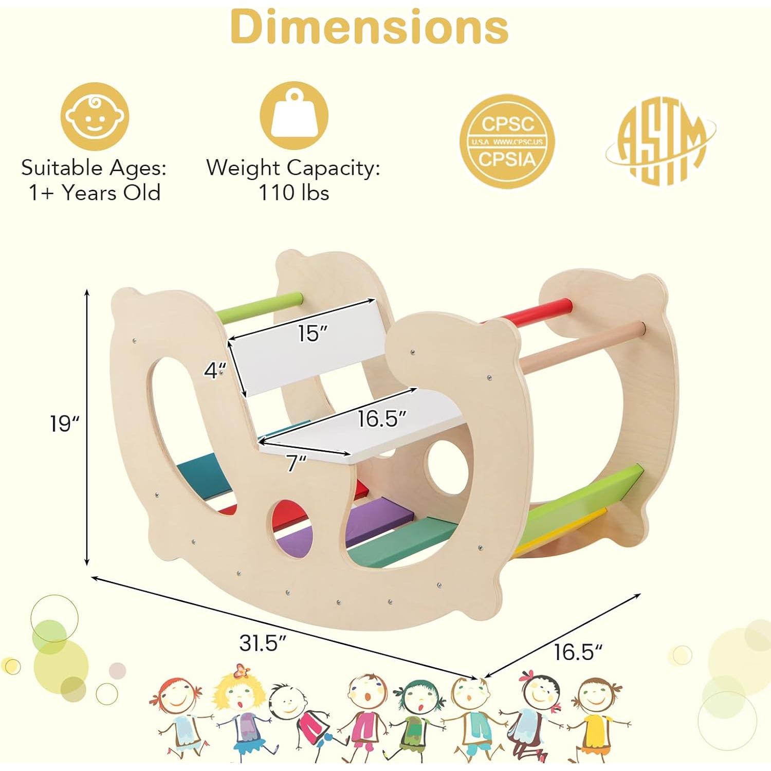 Costzon Arco de Madera 2-en-1 para Niños 1-8 Años