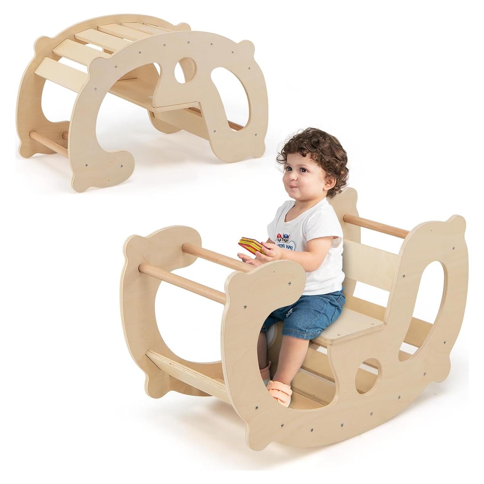 HONEY JOY Arco de Escalada Balancín de Madera para Niños