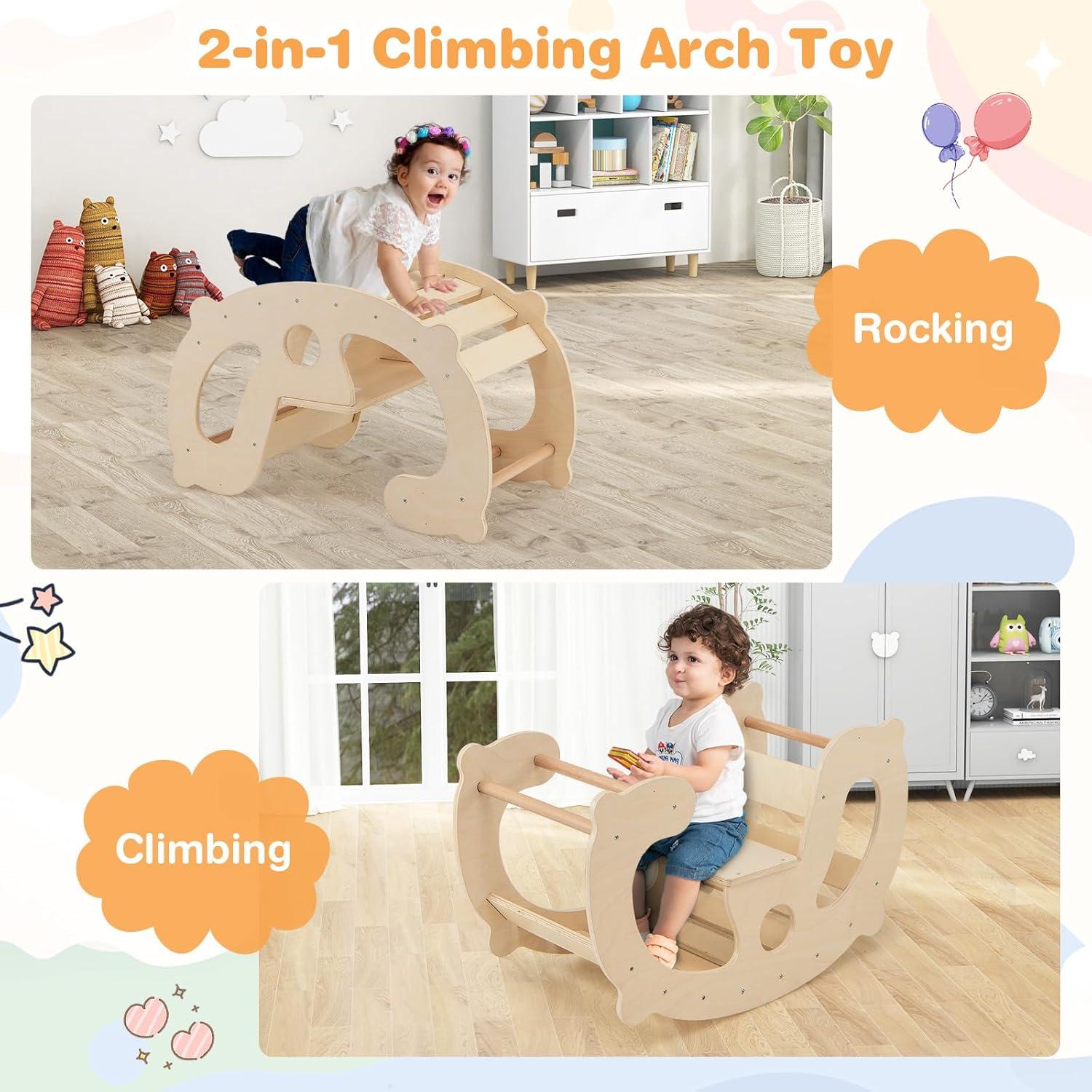 HONEY JOY Arco de Escalada Balancín de Madera para Niños