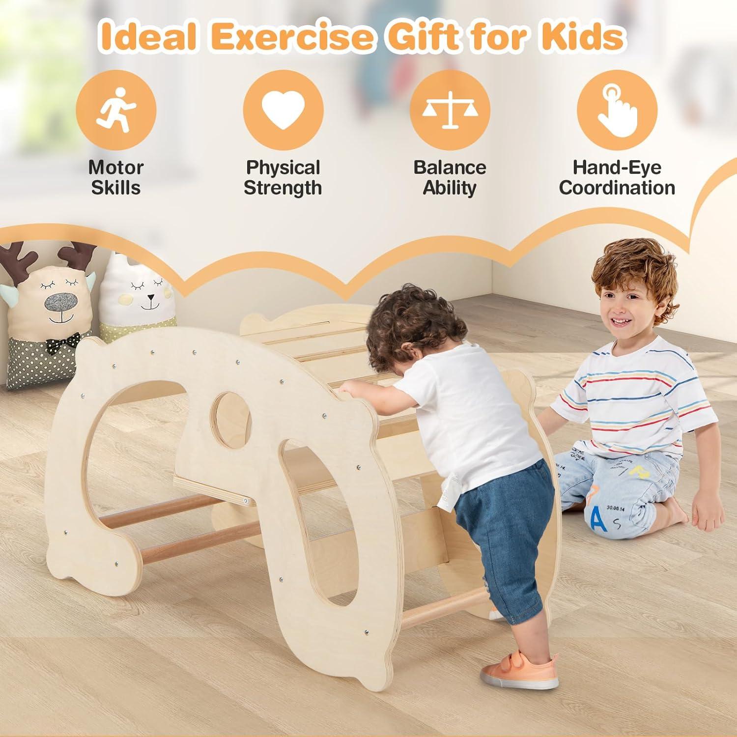 HONEY JOY Arco de Escalada Balancín de Madera para Niños