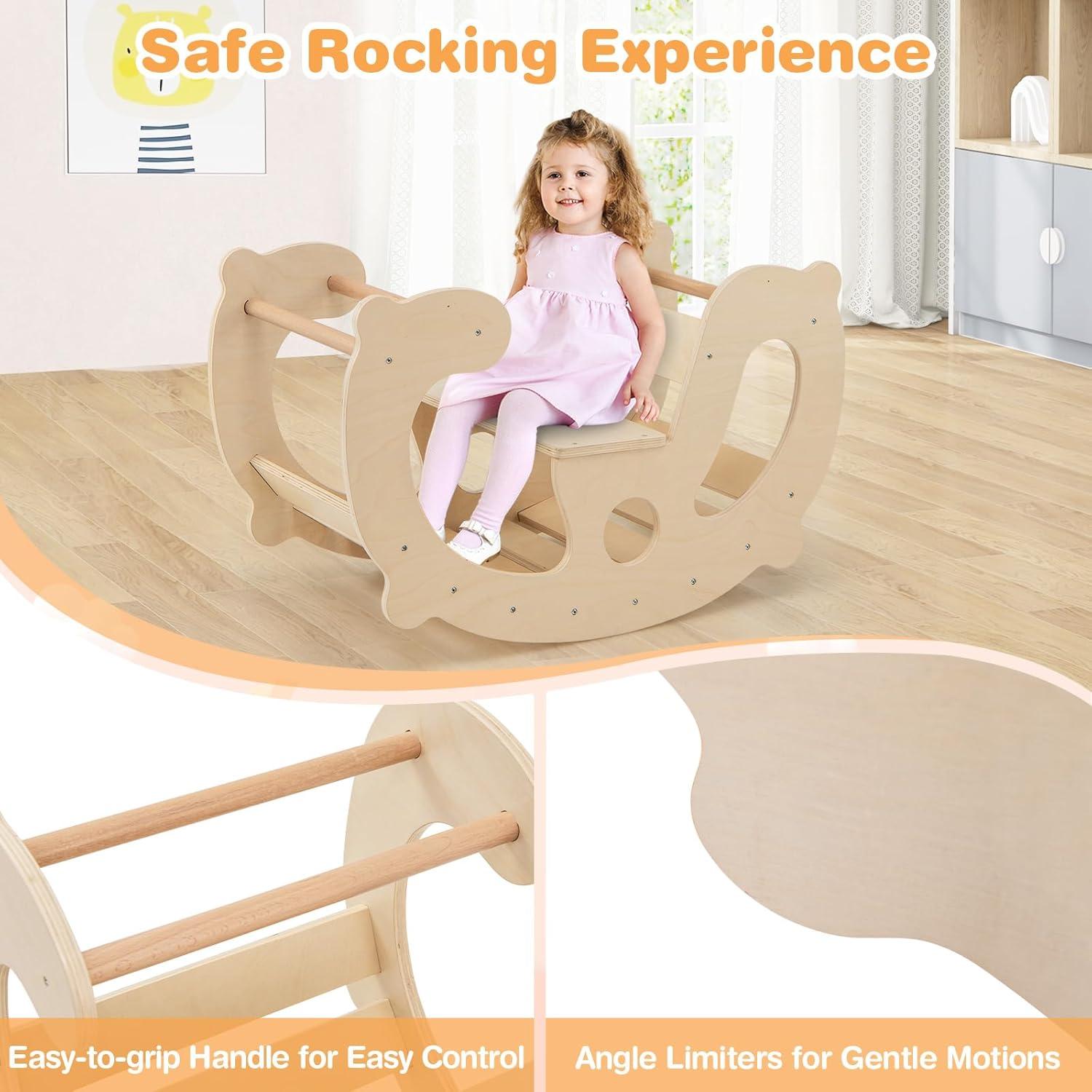 HONEY JOY Arco de Escalada Balancín de Madera para Niños