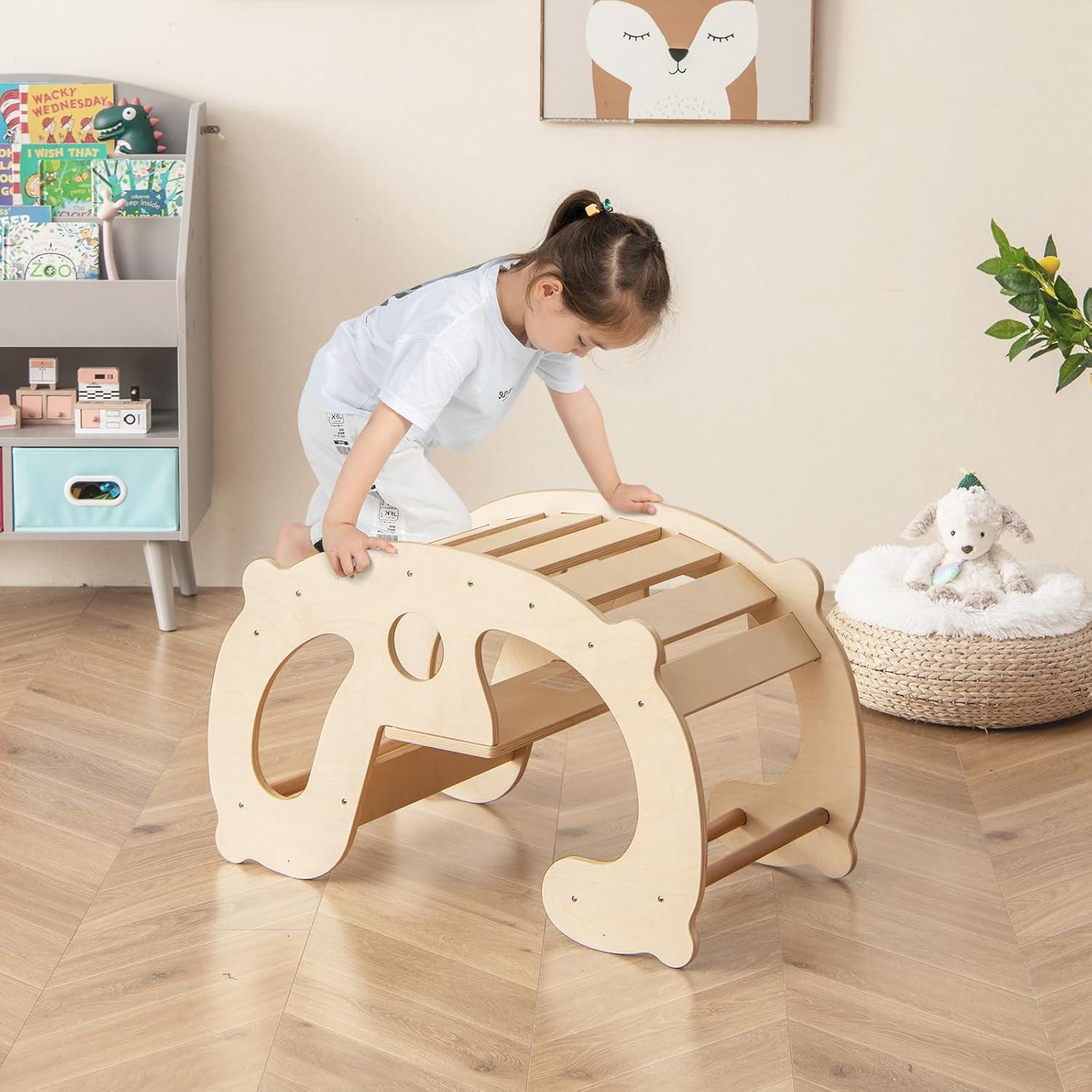 HONEY JOY Arco de Escalada Balancín de Madera para Niños