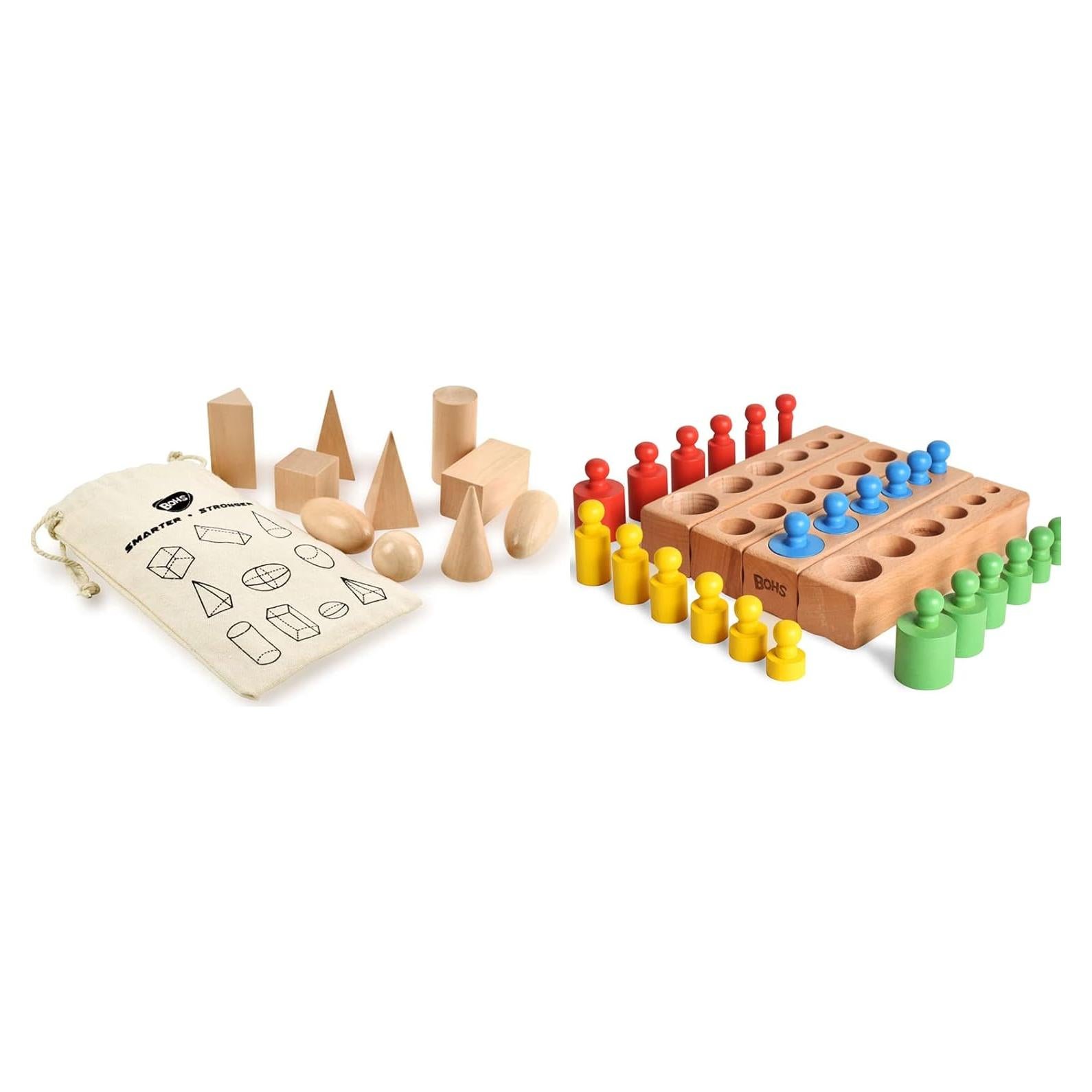Juego Educativo Montessori BOHS - Clavos y Formas 3D