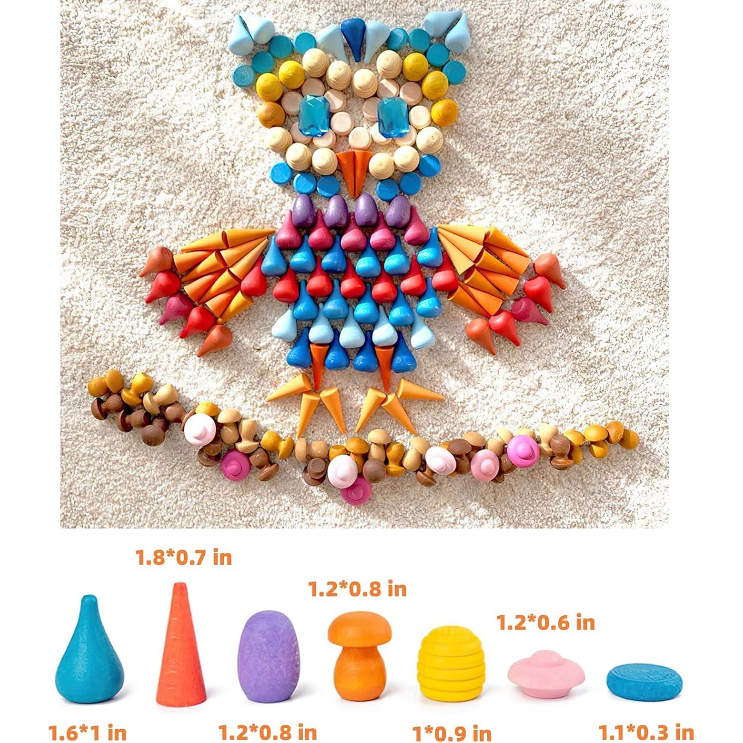 Juguetes Educativos MIKNEKE 81 Piezas de Madera Arcoíris