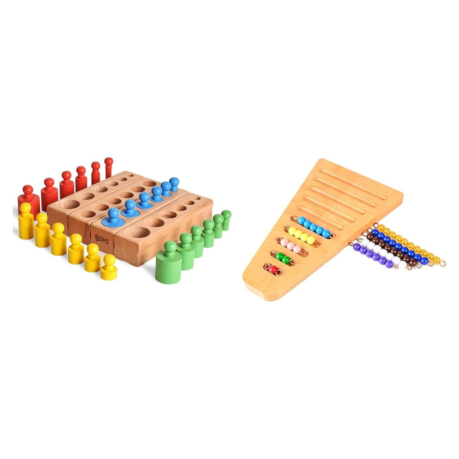 Juguete Montessori BOHS 6 Clavos y Escalera de Perlas 1-10
