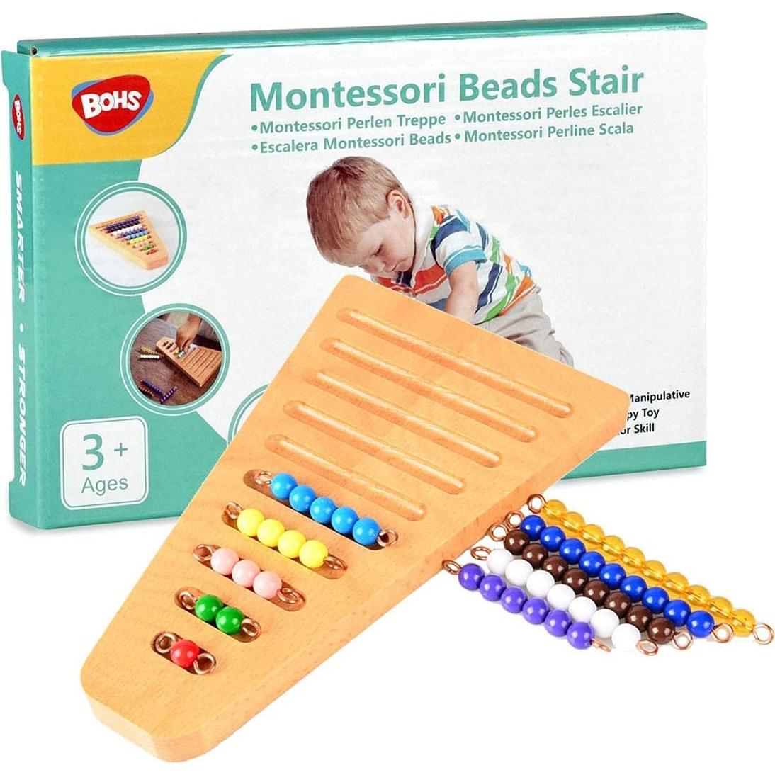 Juguete Montessori BOHS 6 Clavos y Escalera de Perlas 1-10