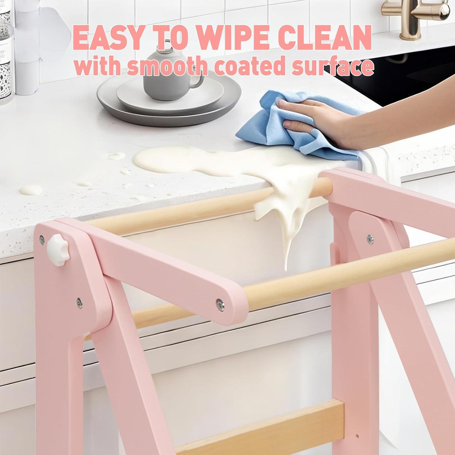 Torre de Aprendizaje Plegable WOOD CITY Rosa Ajustable 3 Alturas