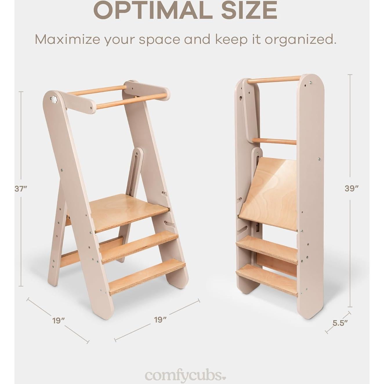 Taburete para Niños Comfy Cubs Rosa - Torre Ajustable 3 Niveles