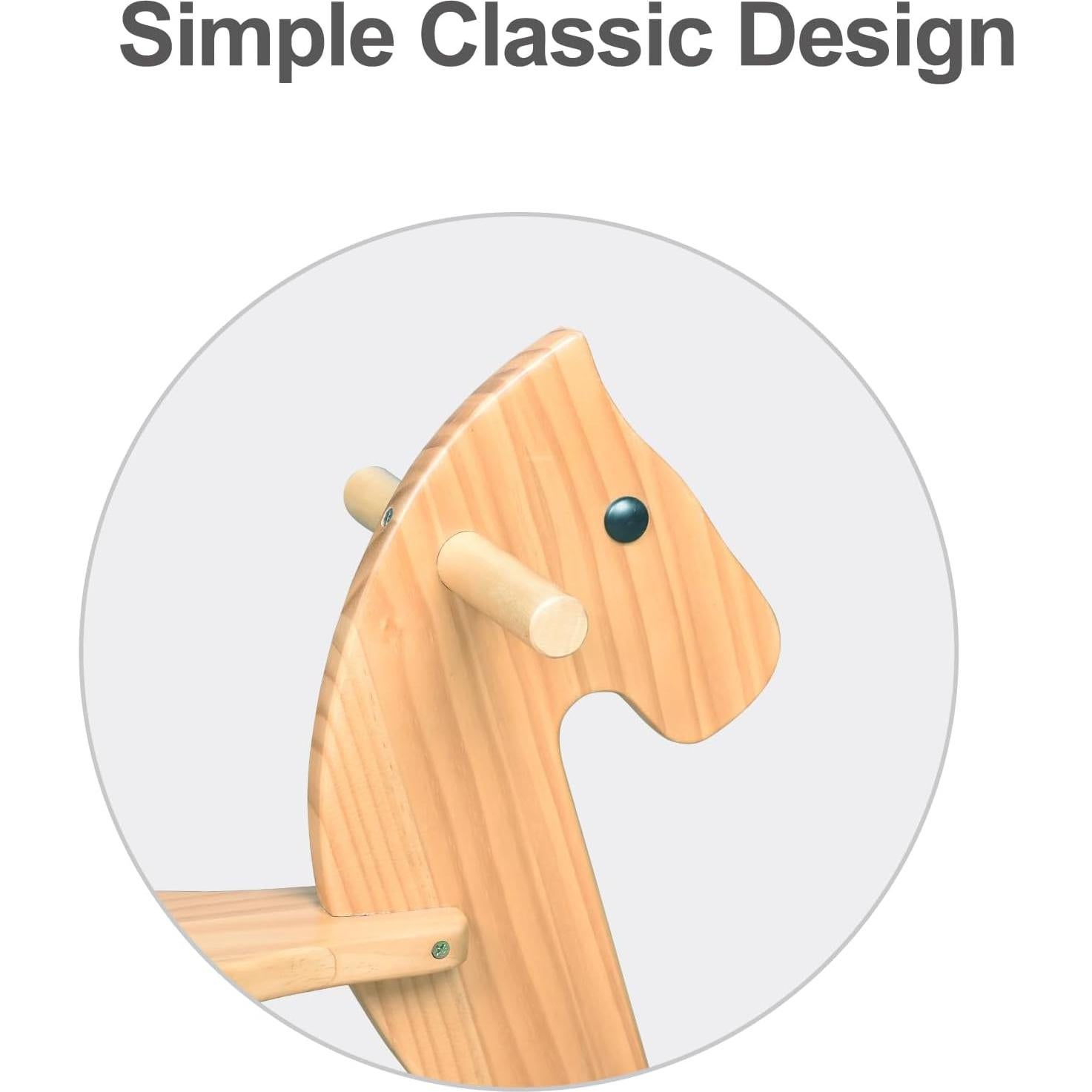 Caballo Balancín de Madera KRAND Natural para Niños 2-5 Años