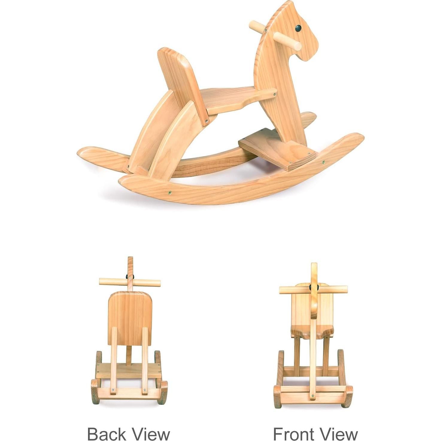 Caballo Balancín de Madera KRAND Natural para Niños 2-5 Años