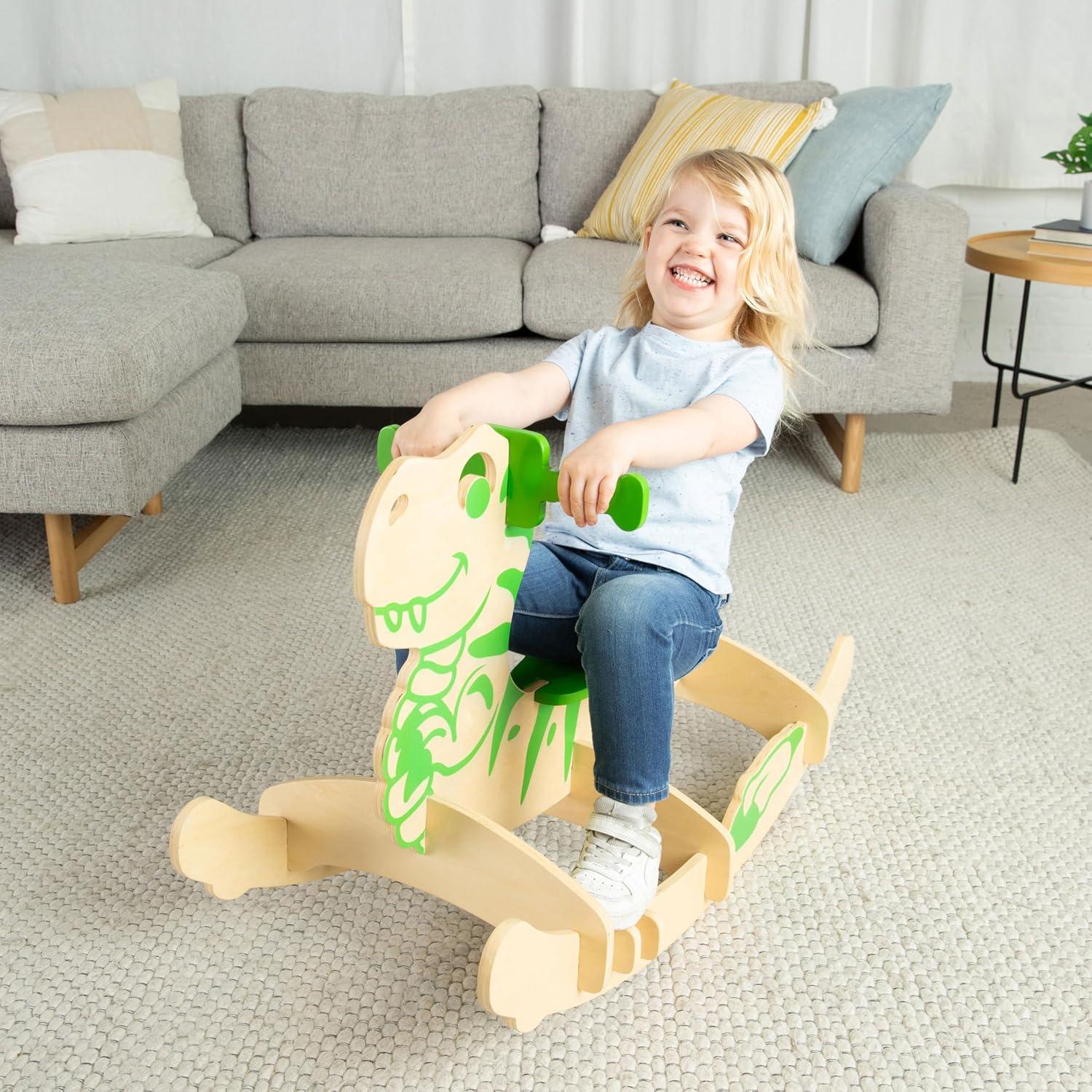 Caballito de Madera Dinosaurio Neutro para Niños 1-3 Años