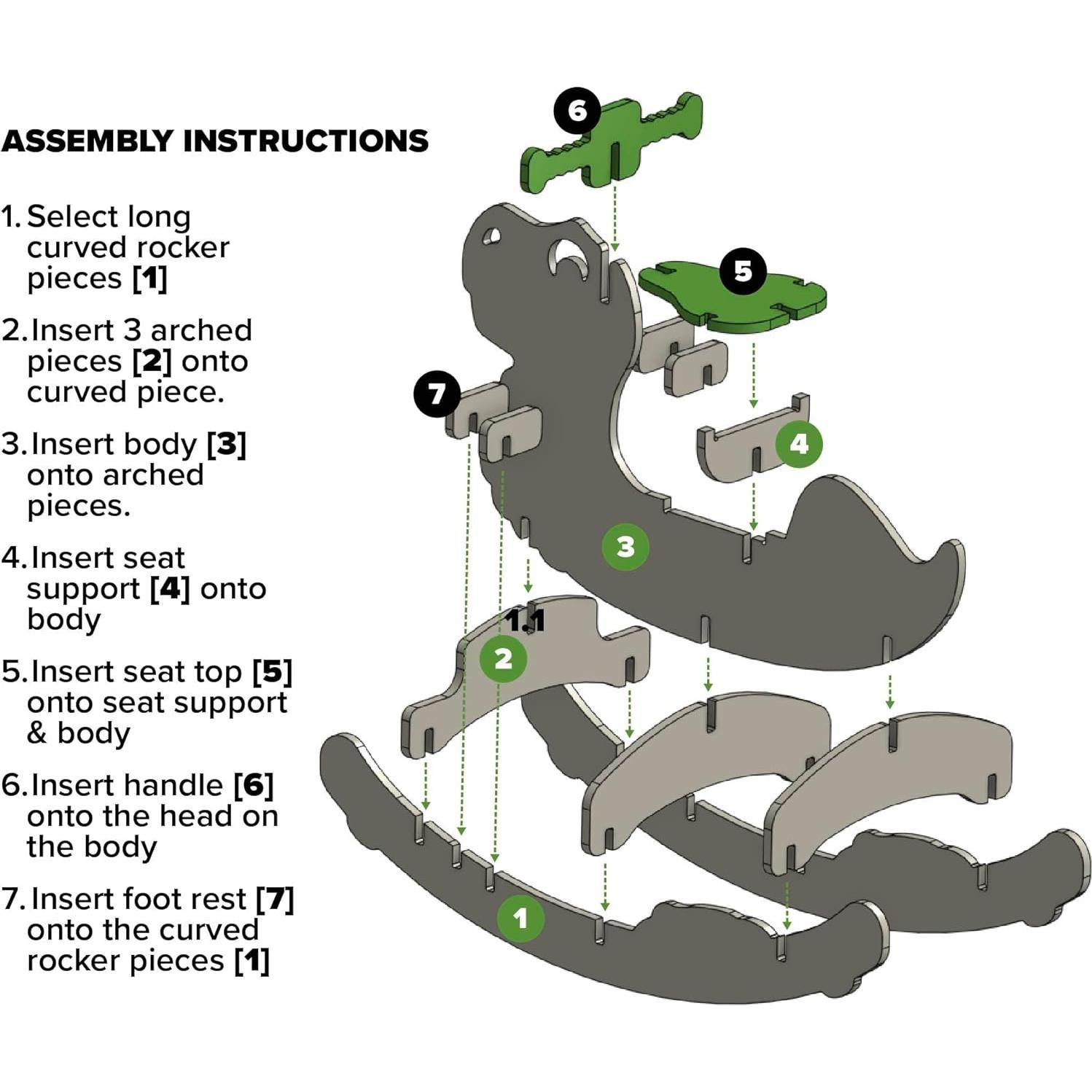 Caballito de Madera Dinosaurio Neutro para Niños 1-3 Años