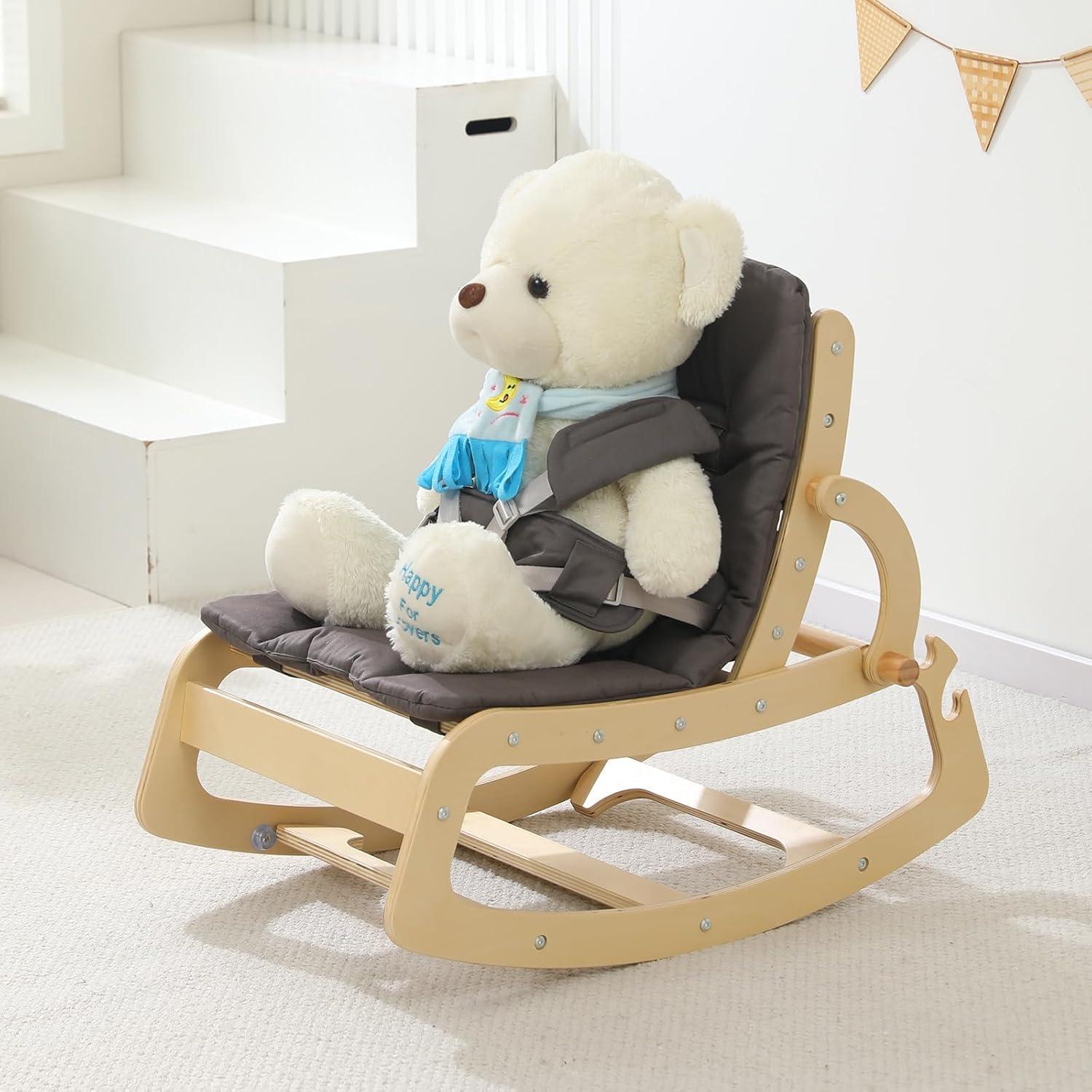 Silla Mecedora 3 en 1 Ergonomica WTTBA8002 para Bebés Gris