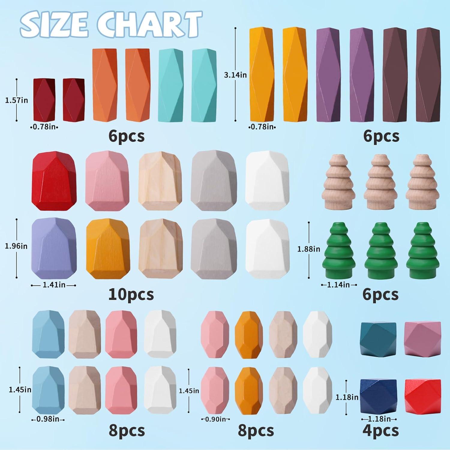 Bloques de Construcción de Madera Montessori 48 Piezas 3-6 Años