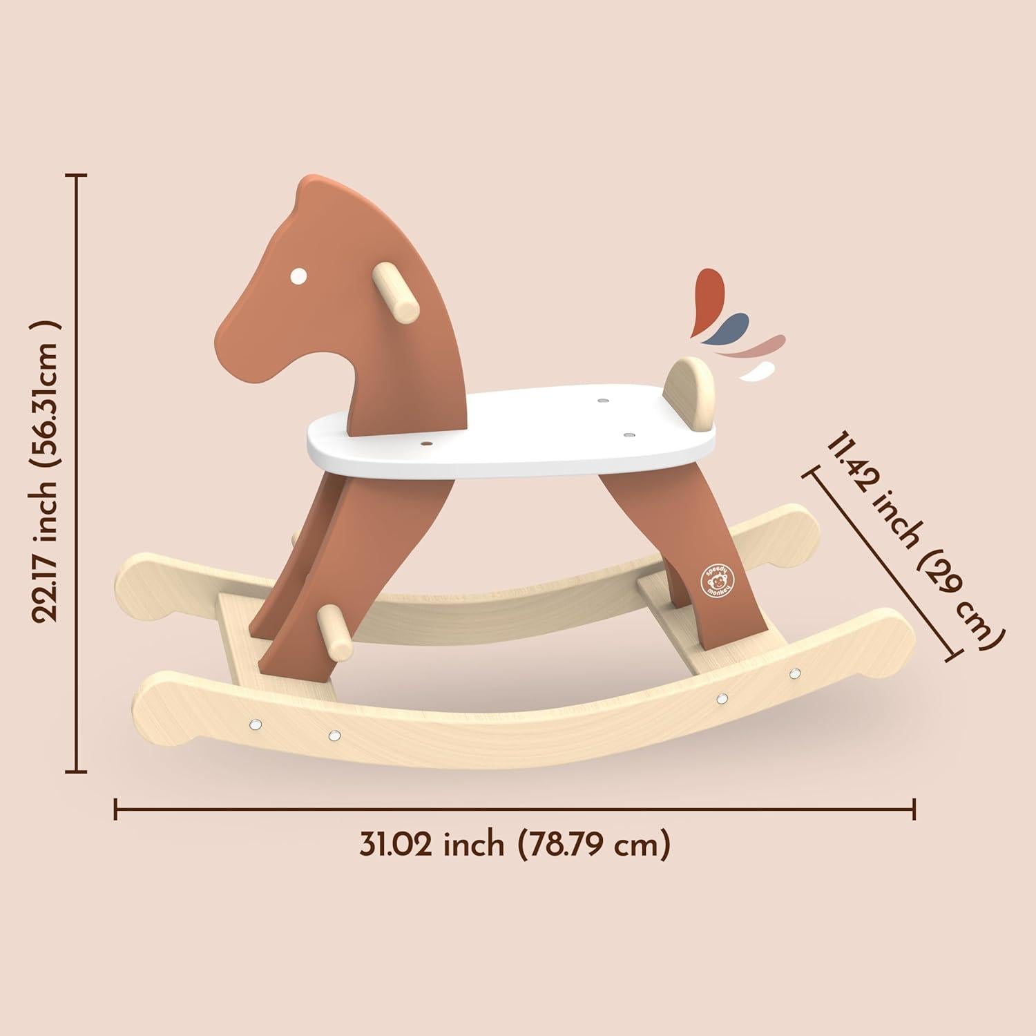 Caballo Balancín de Madera Speedy Monkey - Juguete Seguro 5.41 kg