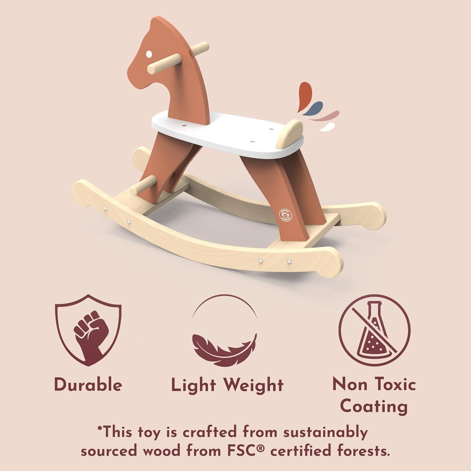 Caballo Balancín de Madera Speedy Monkey - Juguete Seguro 5.41 kg